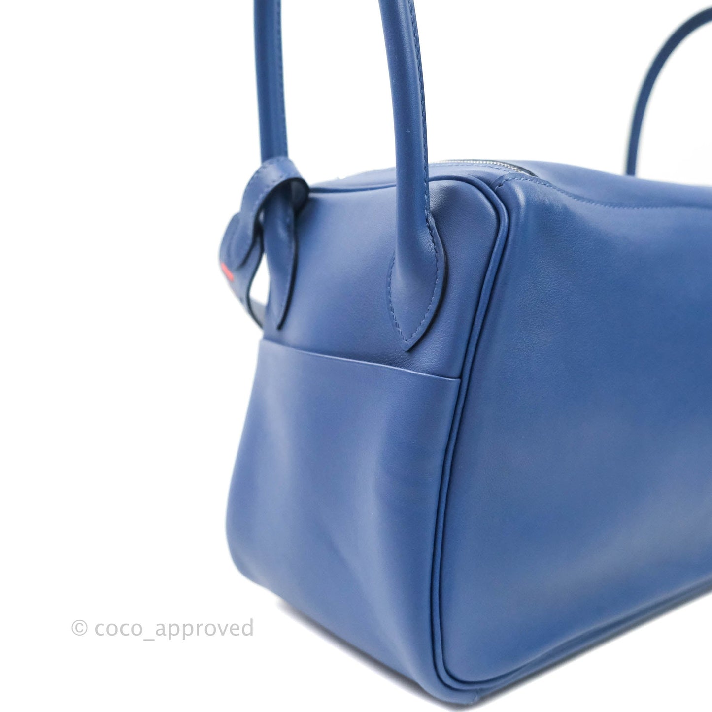 Hermès Lindy 26 Tressage de Cuir Swift Bleu Brighton Palladium Hardware