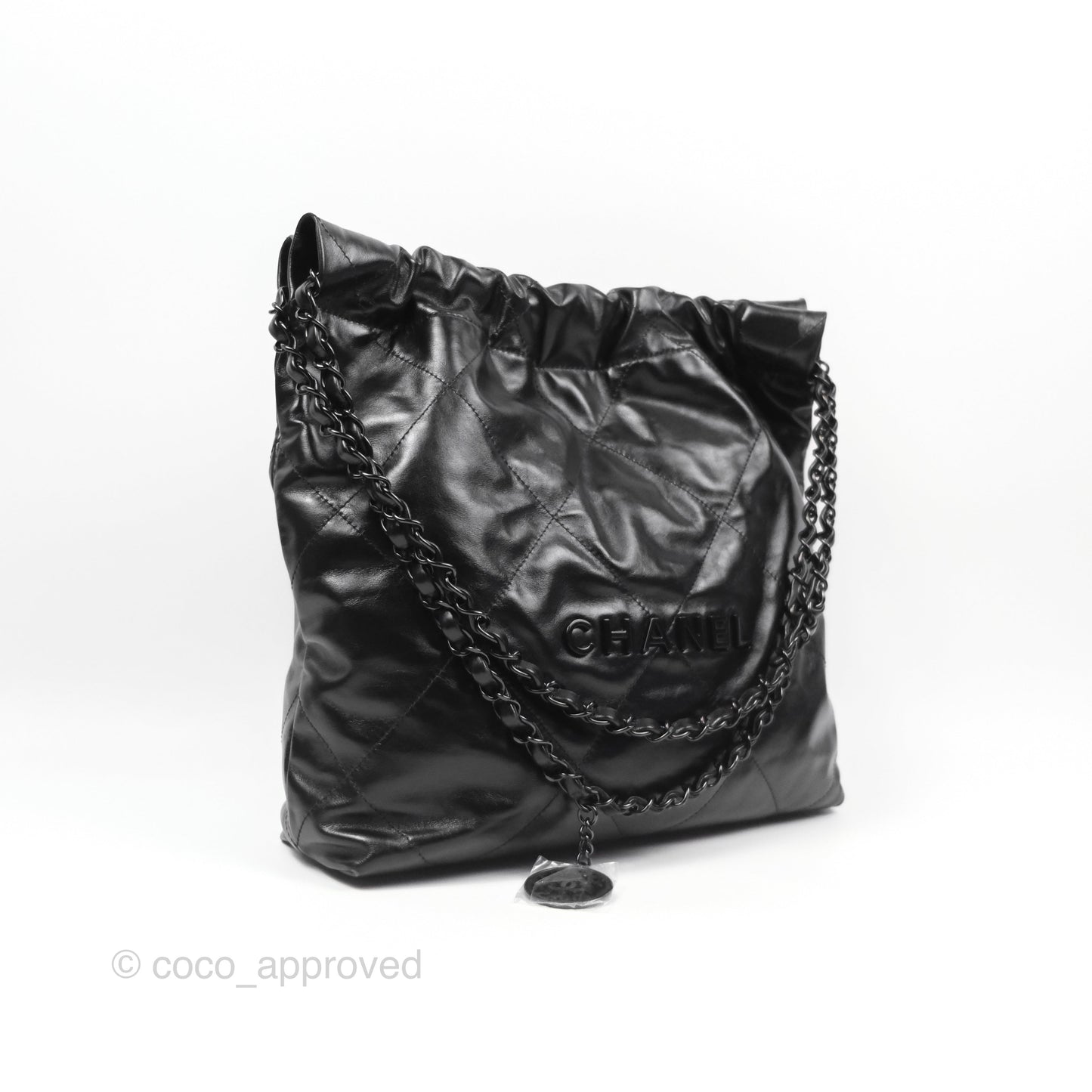 Chanel 22 Small Black Calfskin So Black Hardware