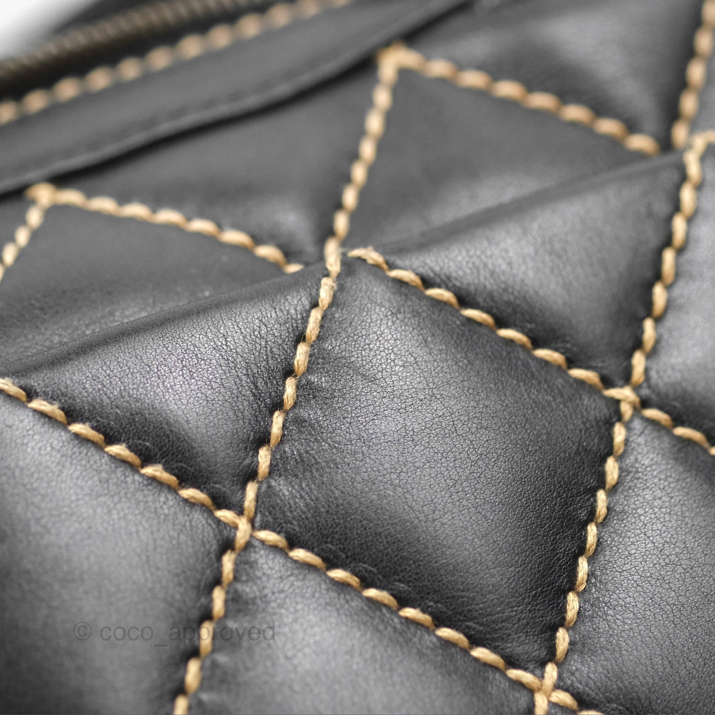 Chanel Vintage Wild Stitch Tote Bag Lambskin Black