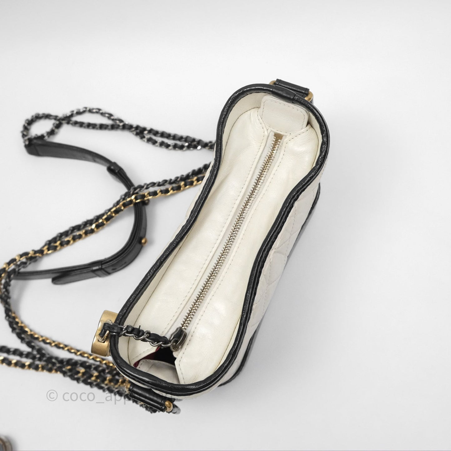 Chanel Small Gabrielle Hobo Quilted Black White Aged Calfskin