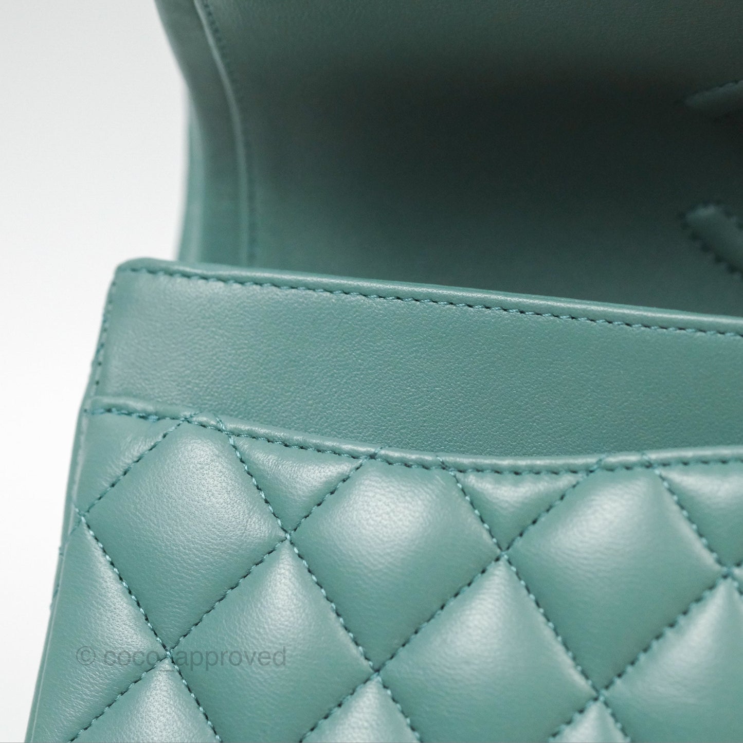 Chanel Small Quilted Classic Flap Dark Tiffany Green Lambskin Gold Hardware