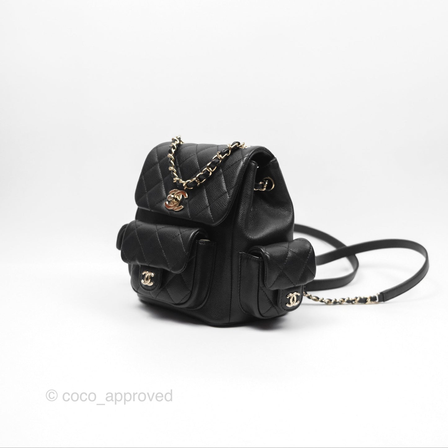 Chanel Small Duma Backpack Caviar Black Gold Hardware 23K