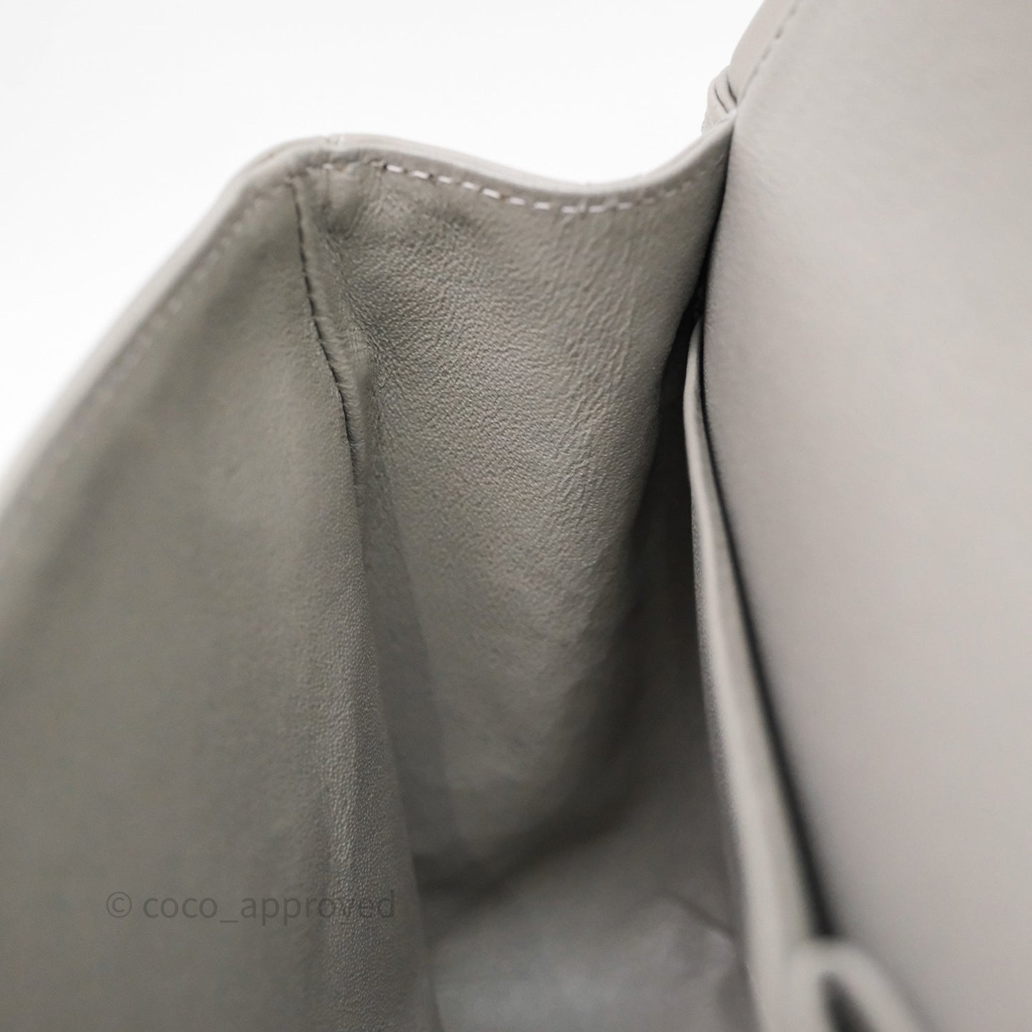 Chanel Classic M/L Medium Flap Quilted Grey Lambskin Silver Hardware