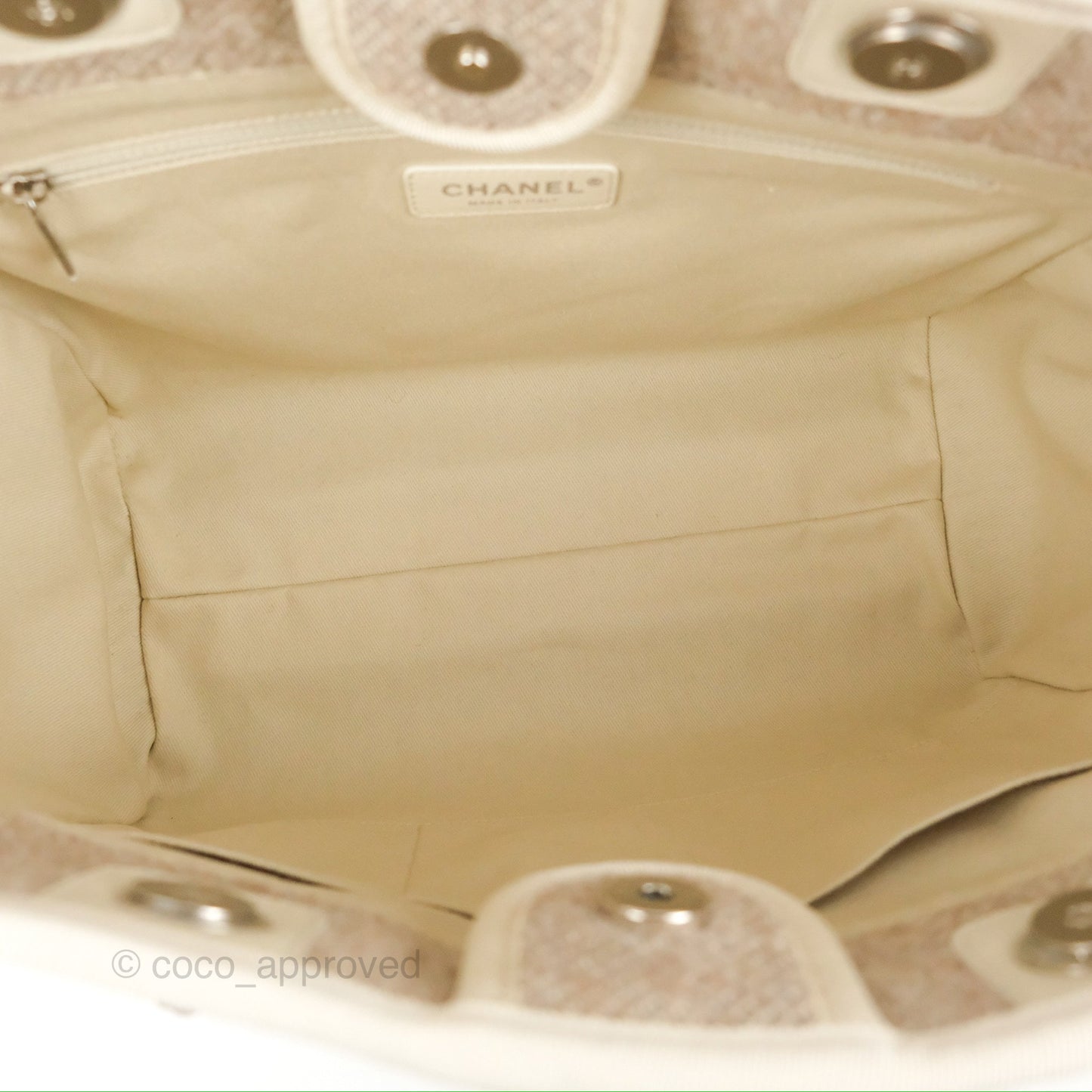 Chanel Medium Deauville Tote Taupe Mixed Fibres Silver Hardware