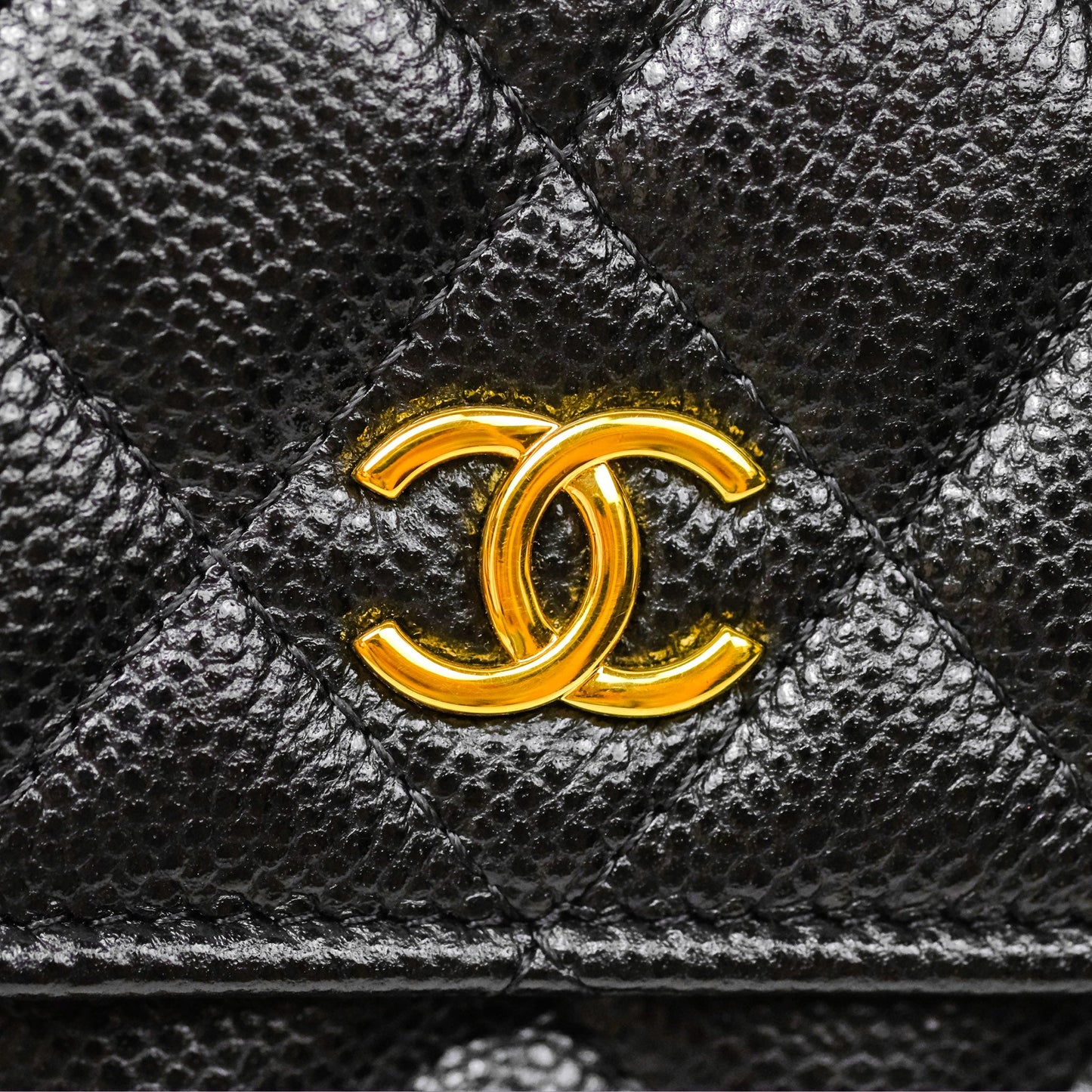 Chanel Miss Coco Clutch With Chain Quilted Black Caviar Gold Hardware