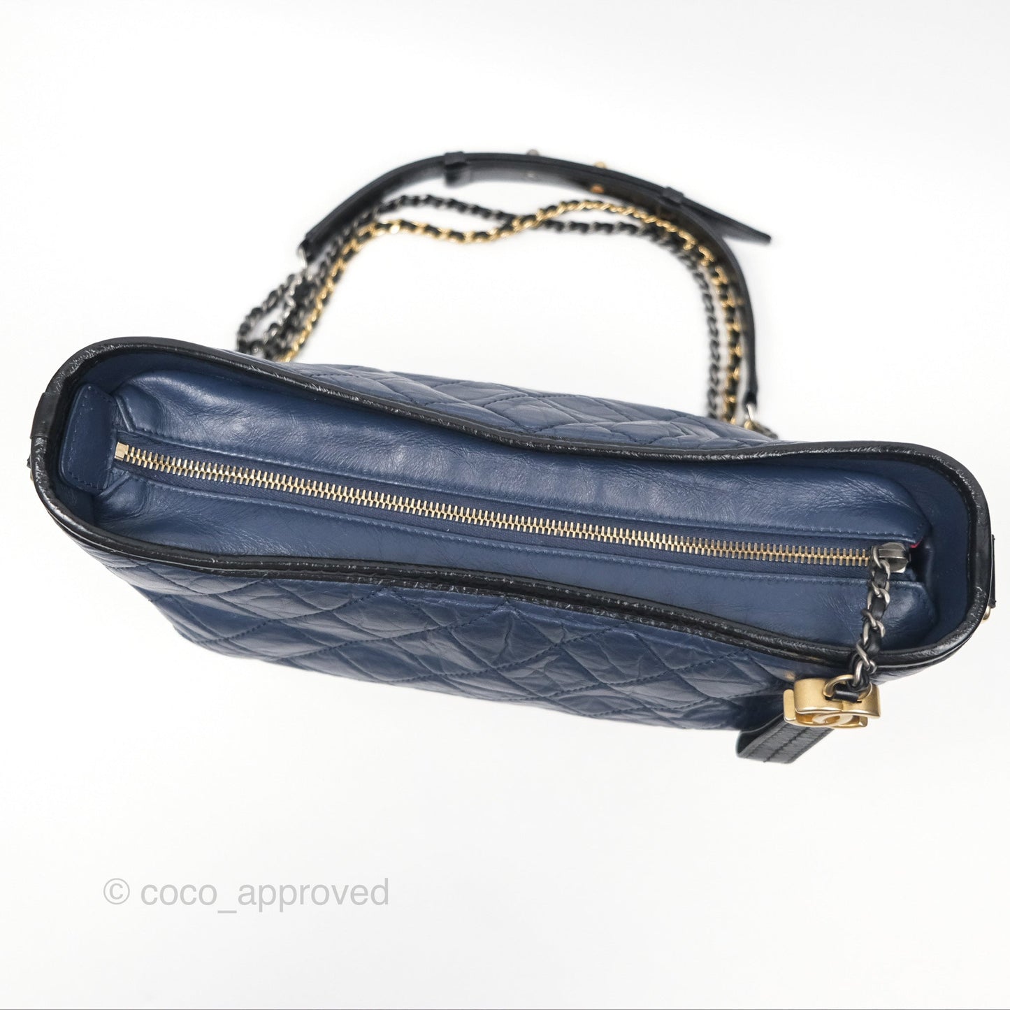 Chanel Large Gabrielle Hobo Navy Black Aged Calfskin Mixed Hardware