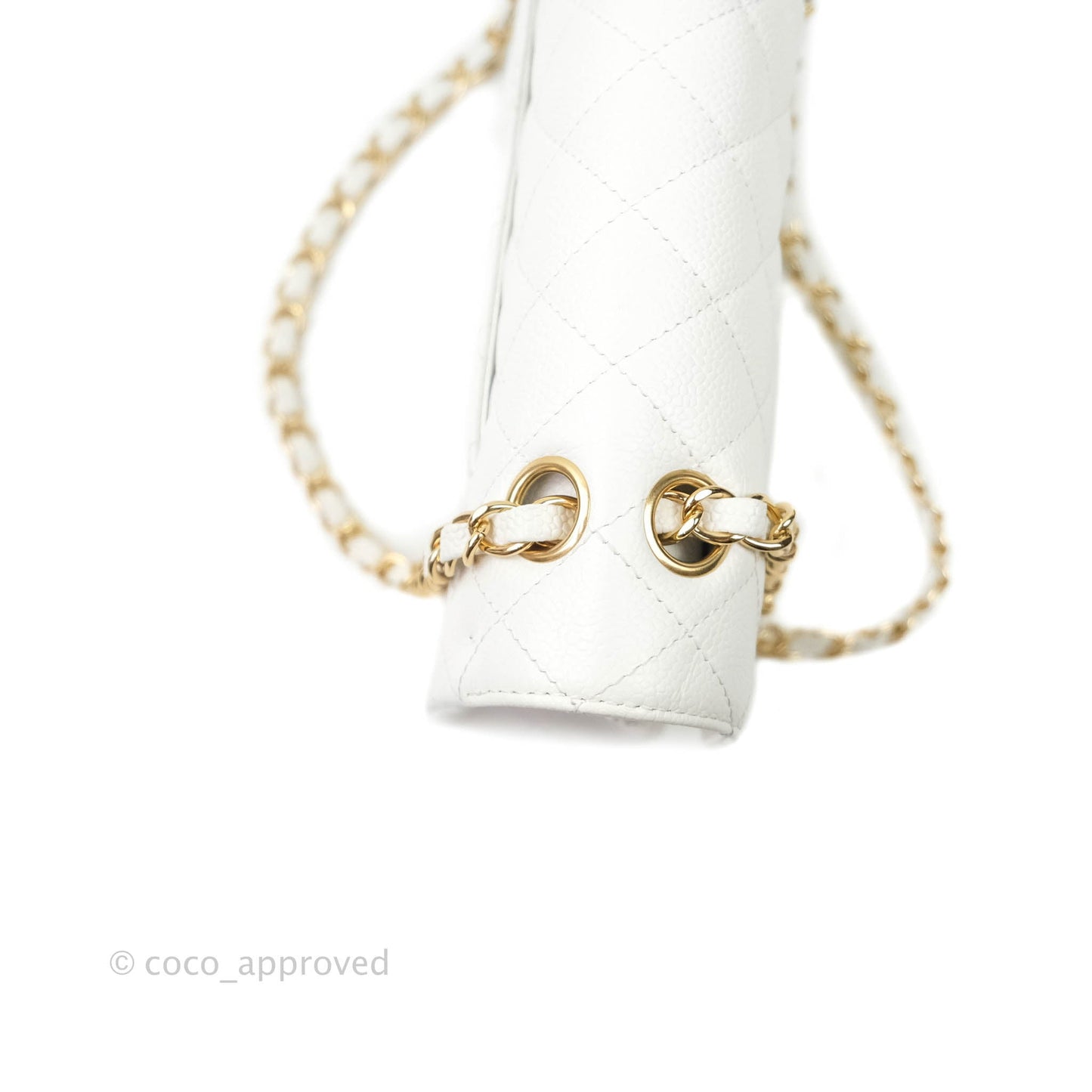 Chanel M/L Medium Double Flap Bag White Caviar Gold Hardware