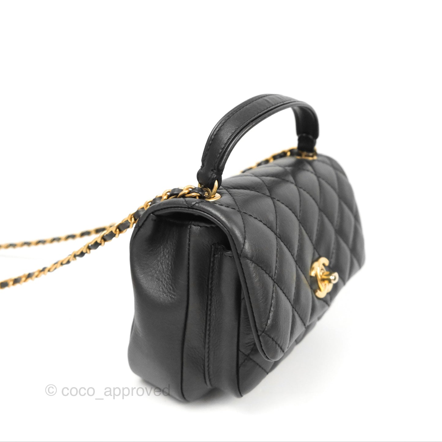 Chanel Small Day Trip Quilted Black Calfskin Gold Hardware