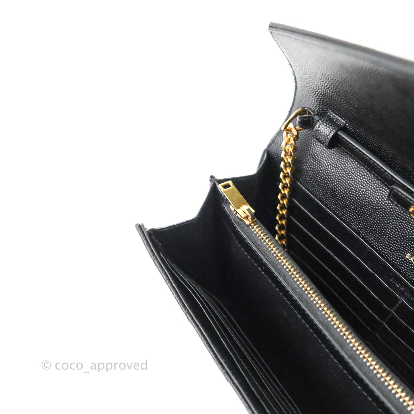 Saint Laurent Wallet on Chain Large Black Grained Leather Gold Hardware