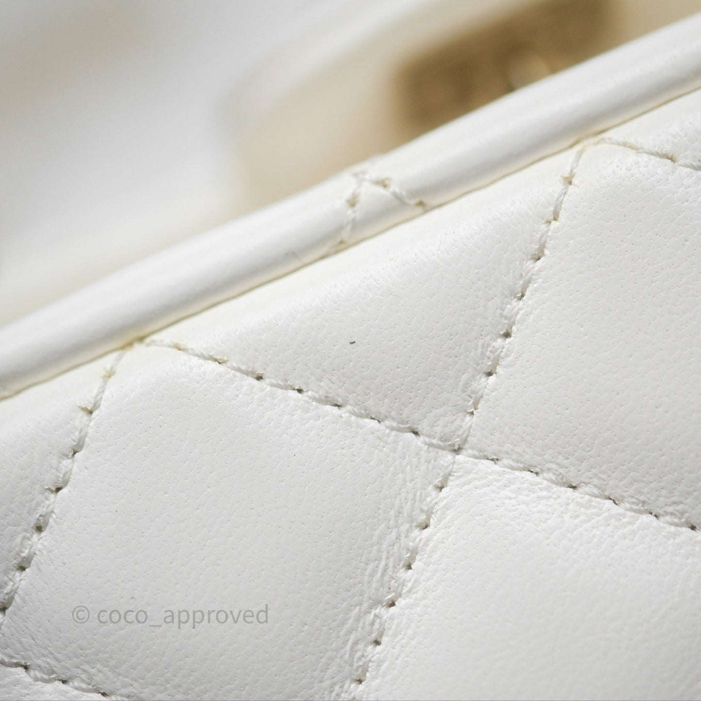 Chanel Crystals Top Handle Mini Rectangular Flap Bag White Lambskin Gold Hardware