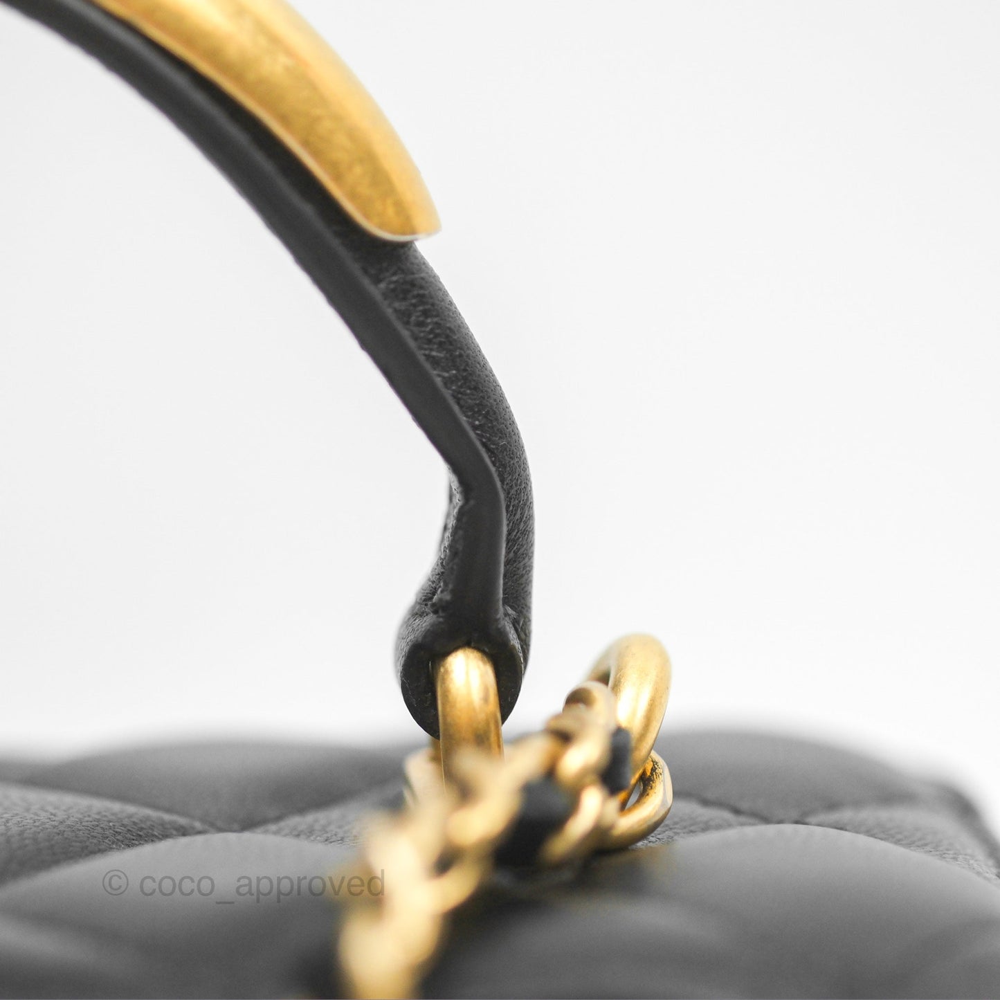 Chanel Vanity Rectangular Metal Top Handle Black Lambskin Aged Gold Hardware 22B