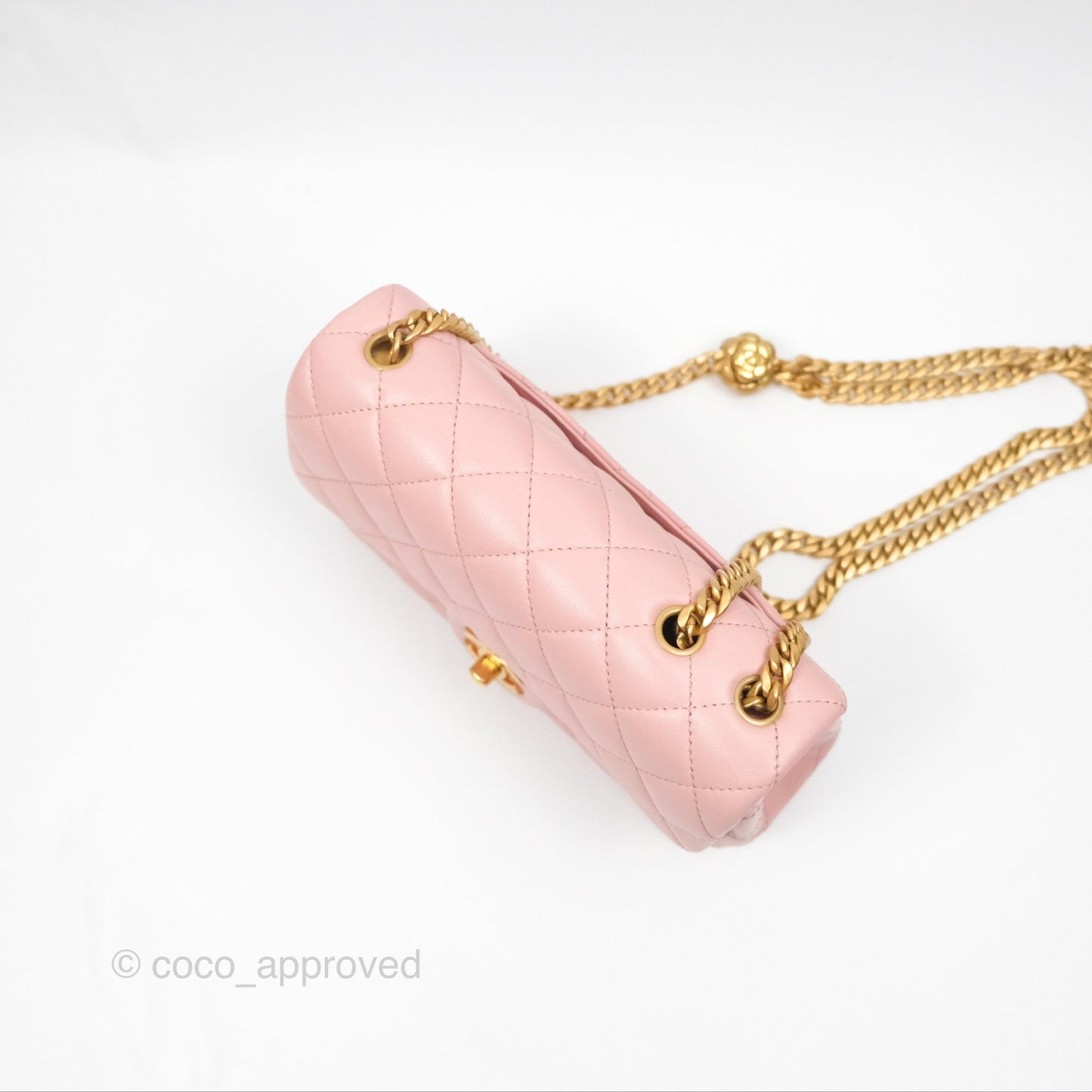 Chanel Sweet Camellia Mini Rectangular Flap Pink Lambskin Aged Gold Hardware 23S