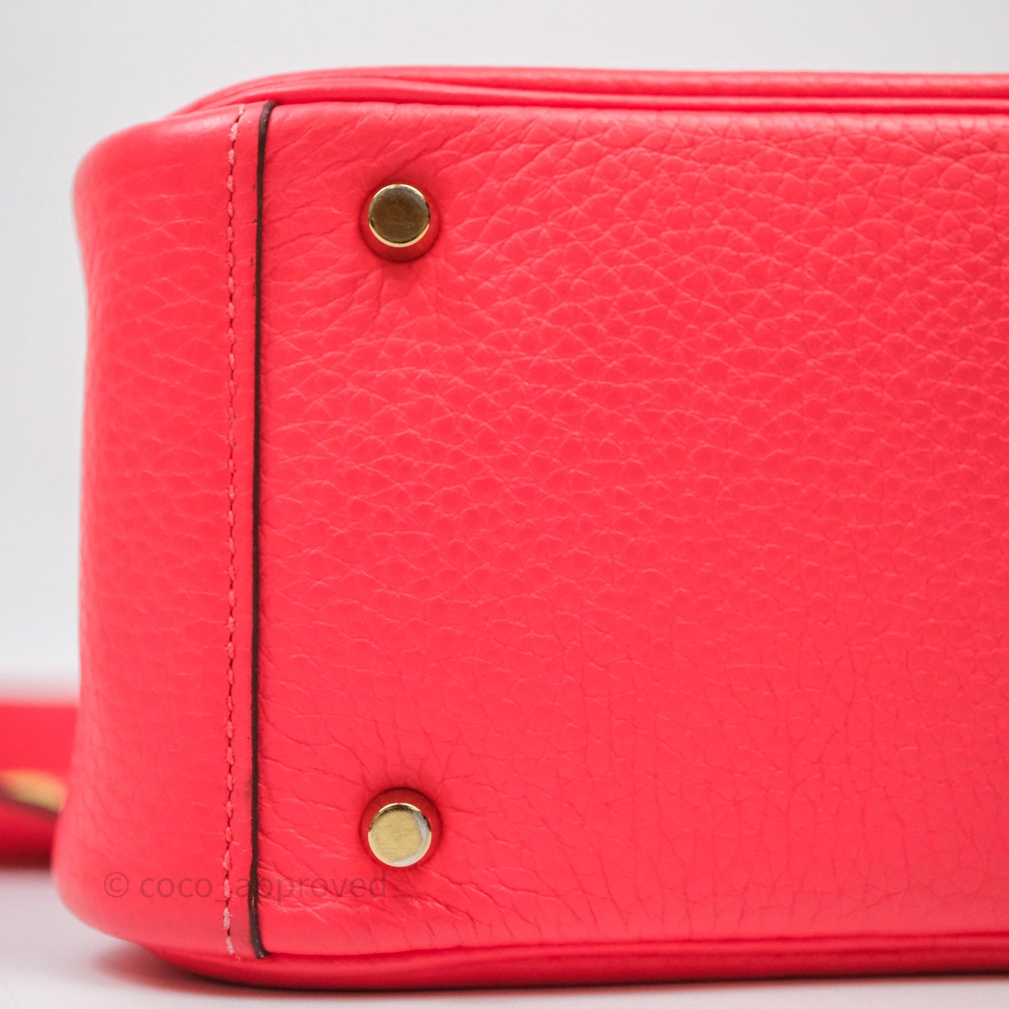 Hermès Mini Lindy 0E Rose Texas Clemence Gold Hardware
