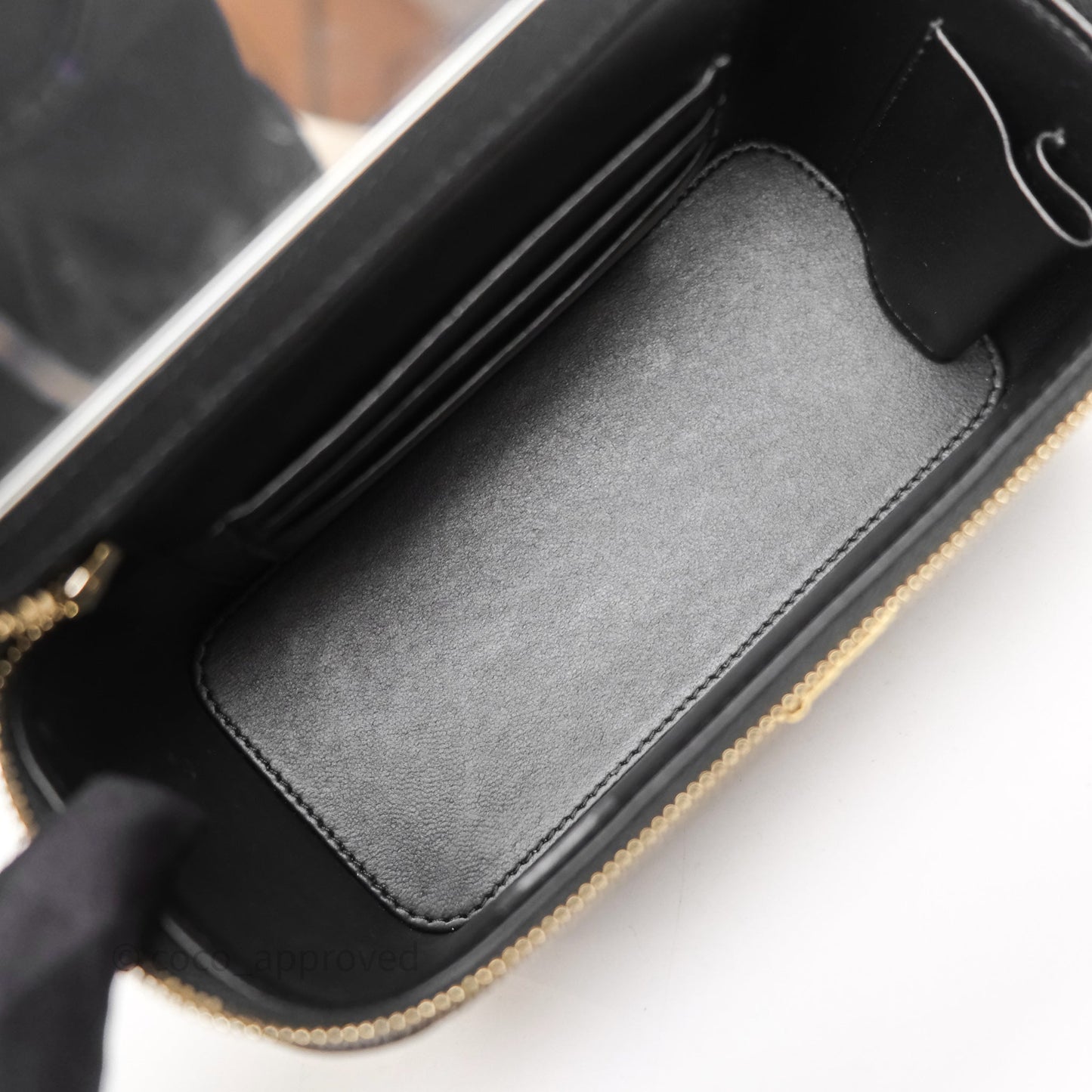 Chanel Vanity with Heart Adjustable Chain Black Caviar Aged Gold Hardware