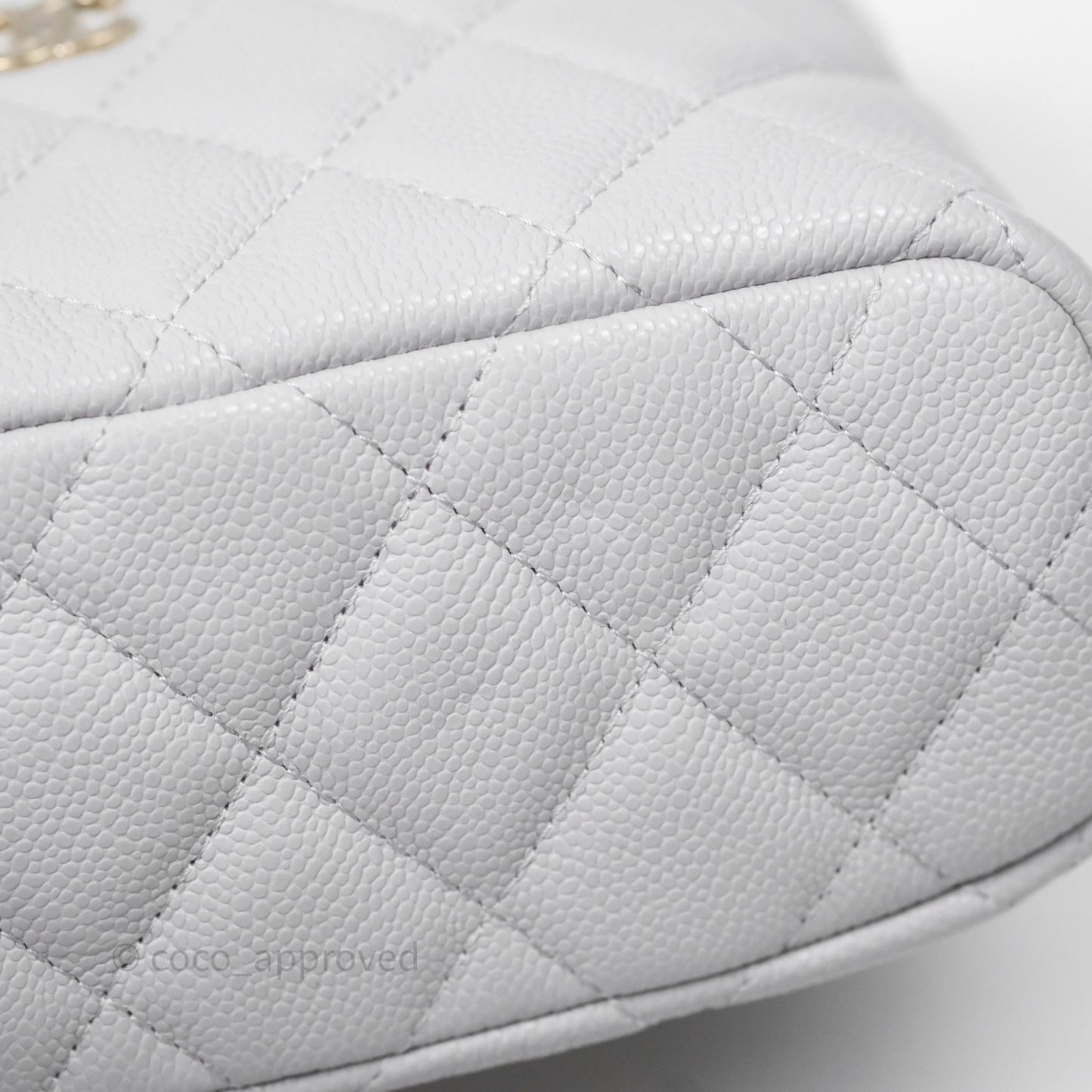 Chanel Quilted Hobo With Chain Light Grey Caviar Gold Hardware 25C