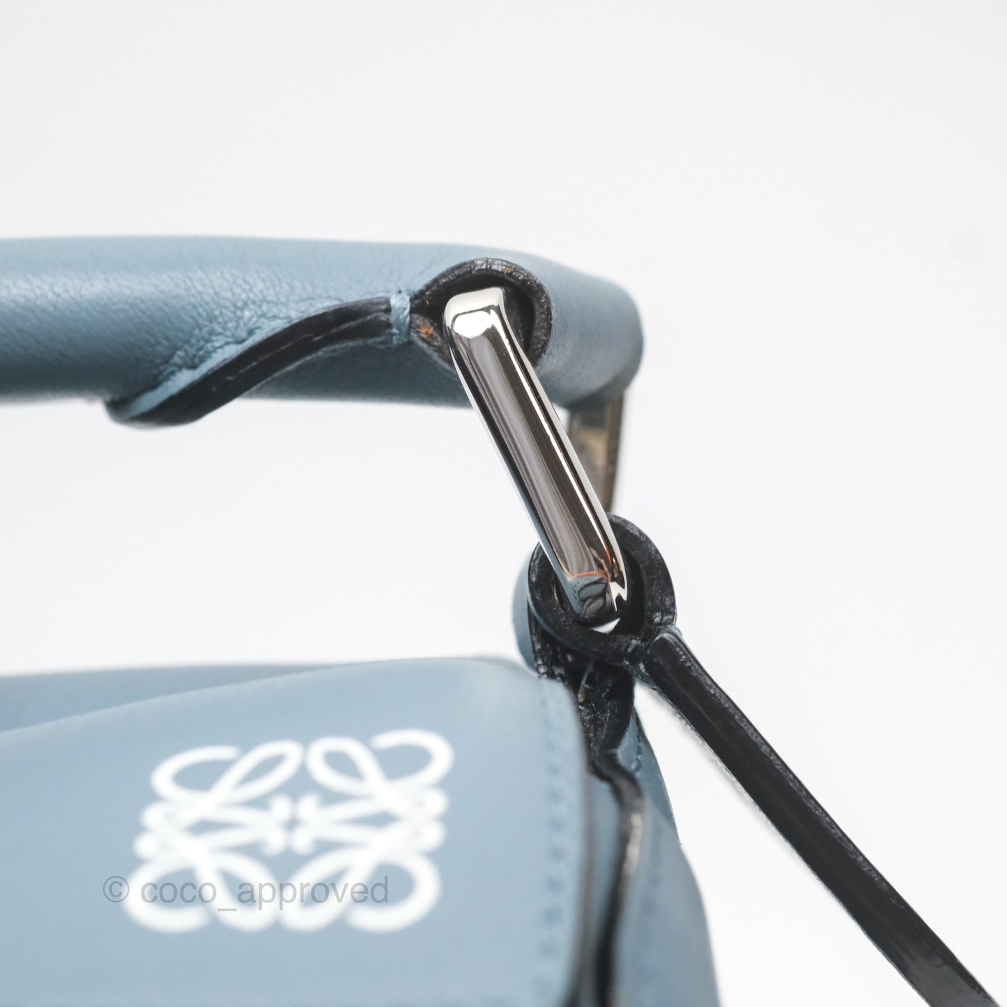 Loewe Small Puzzle Bag Blue Calfskin Silver Hardware