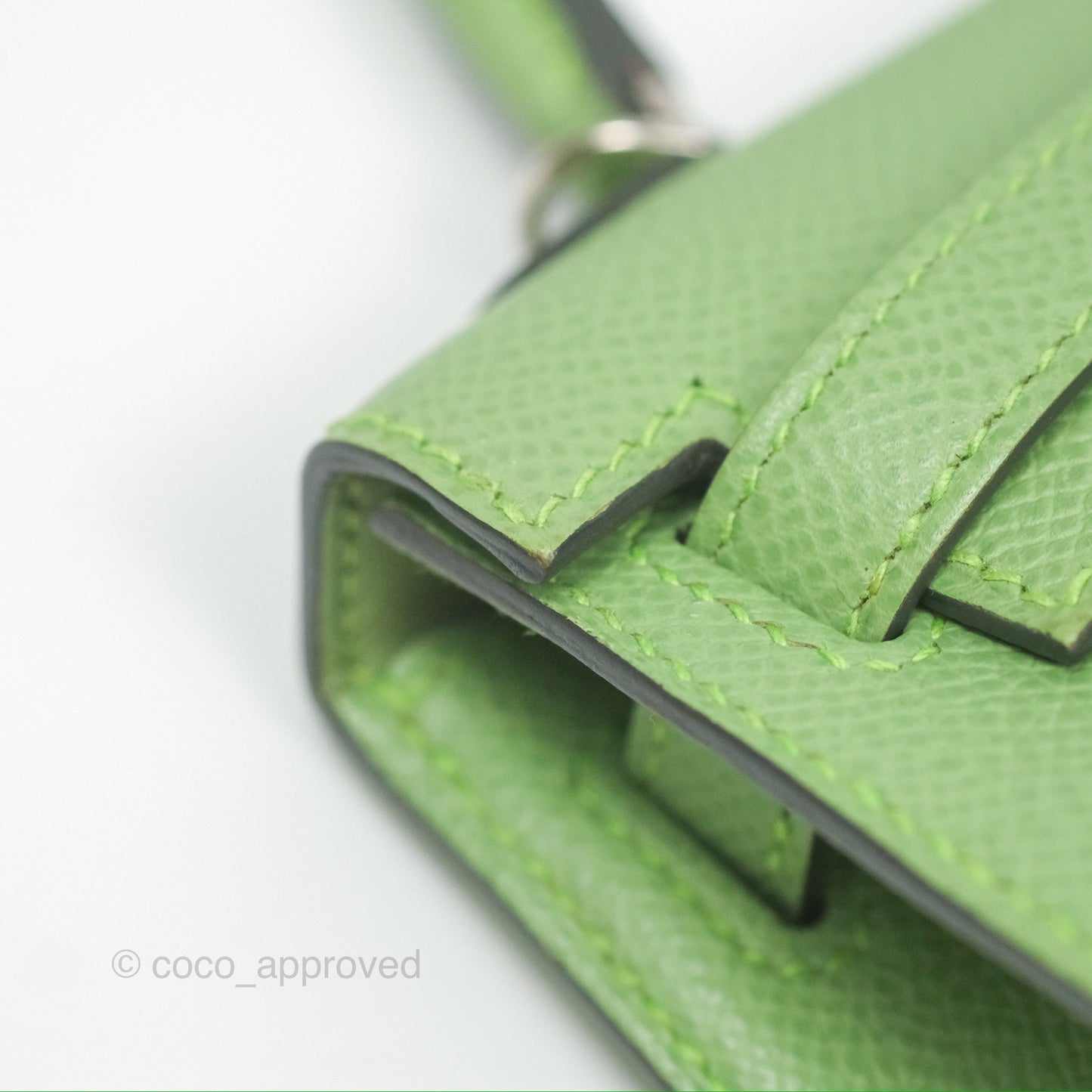 Hermès Mini Kelly II Vert Criquet Epsom Palladium Hardware