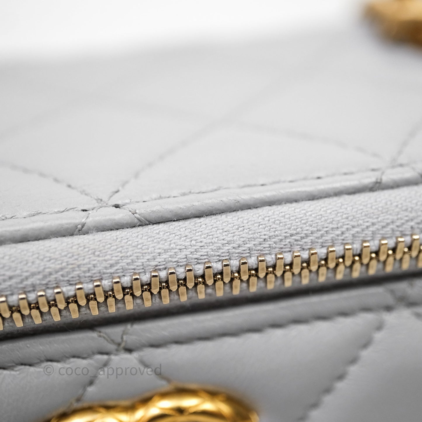 Chanel Vanity with Adjustable Chain Grey Lambskin Aged Gold Hardware