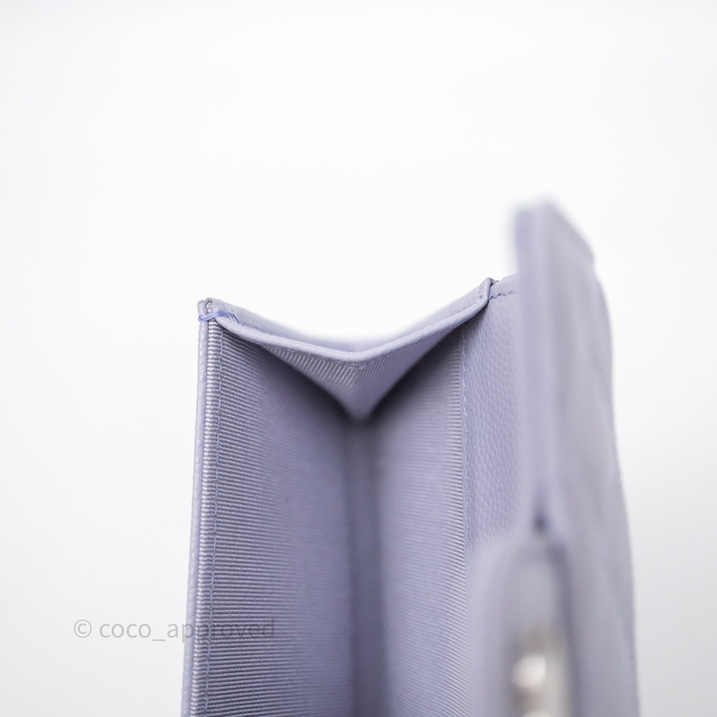 Chanel Quilted Flap Card Holder Lilac Caviar Silver Hardware