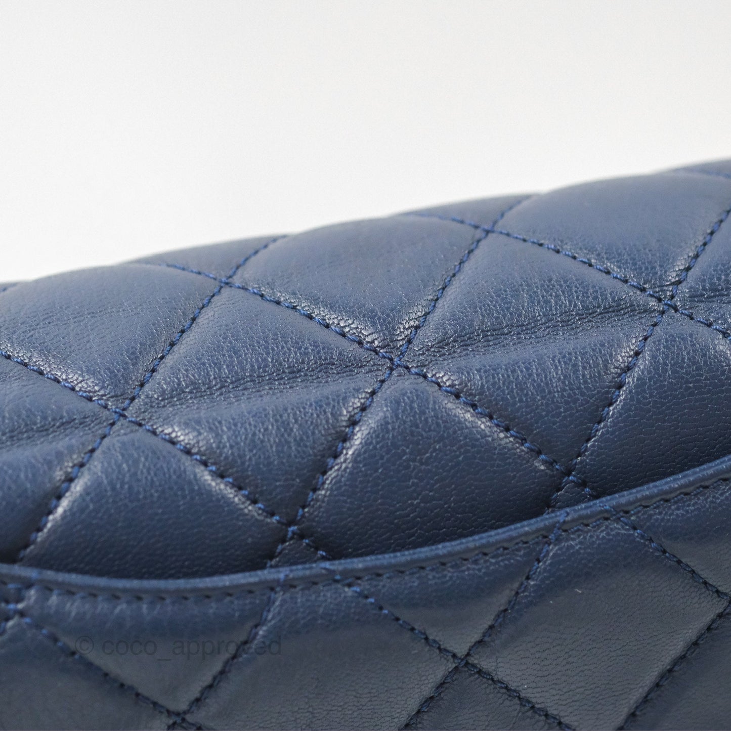 Chanel Quilted Small Double Carry Waist Chain Flap Dark Blue Shiny Goatskin