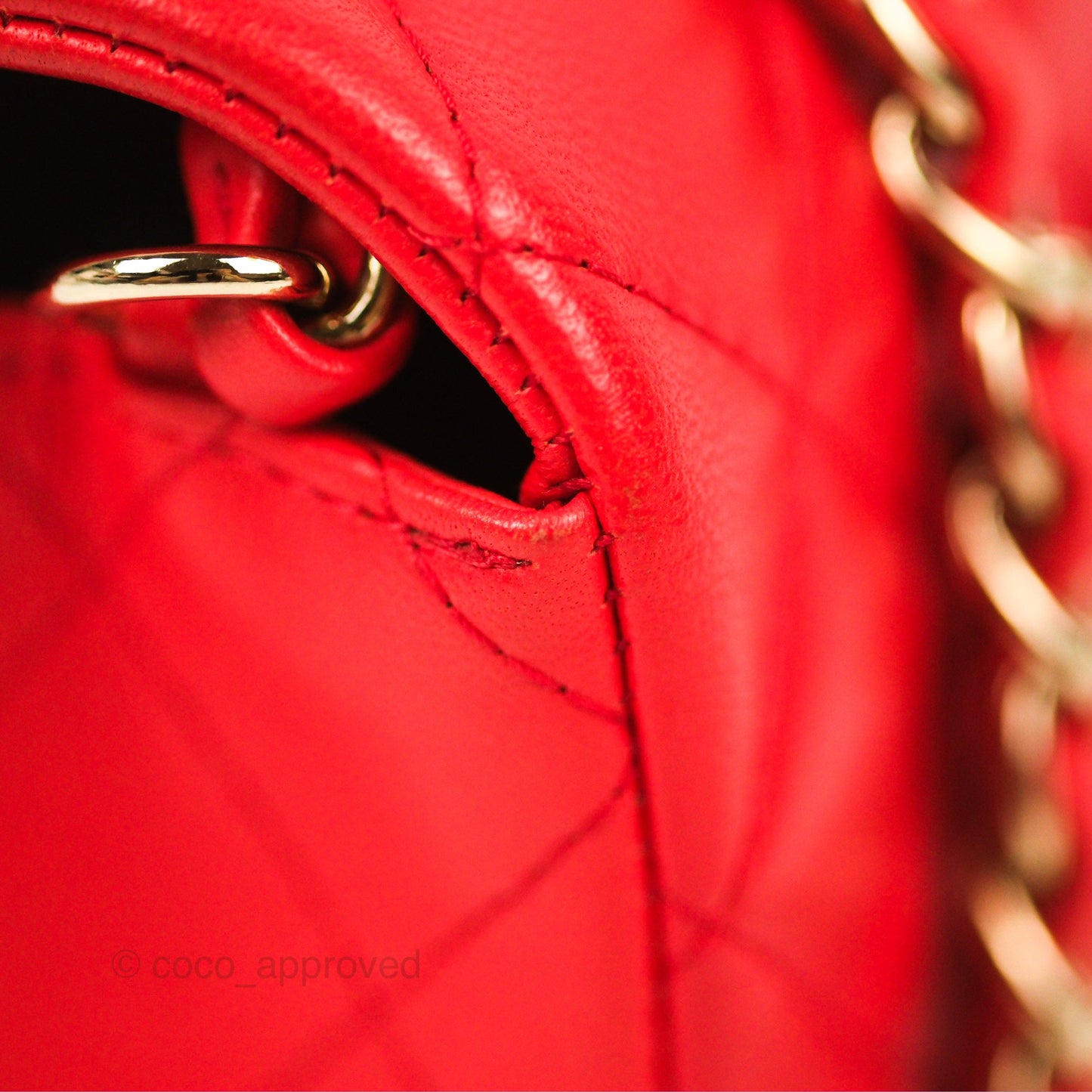 Chanel Quilted Mini Rectangular Flap Red Lambskin Gold Hardware