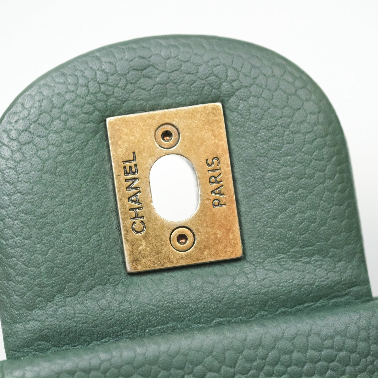 Chanel Globe Trotter Flap Bag Dark Green Caviar Aged Gold Hardware