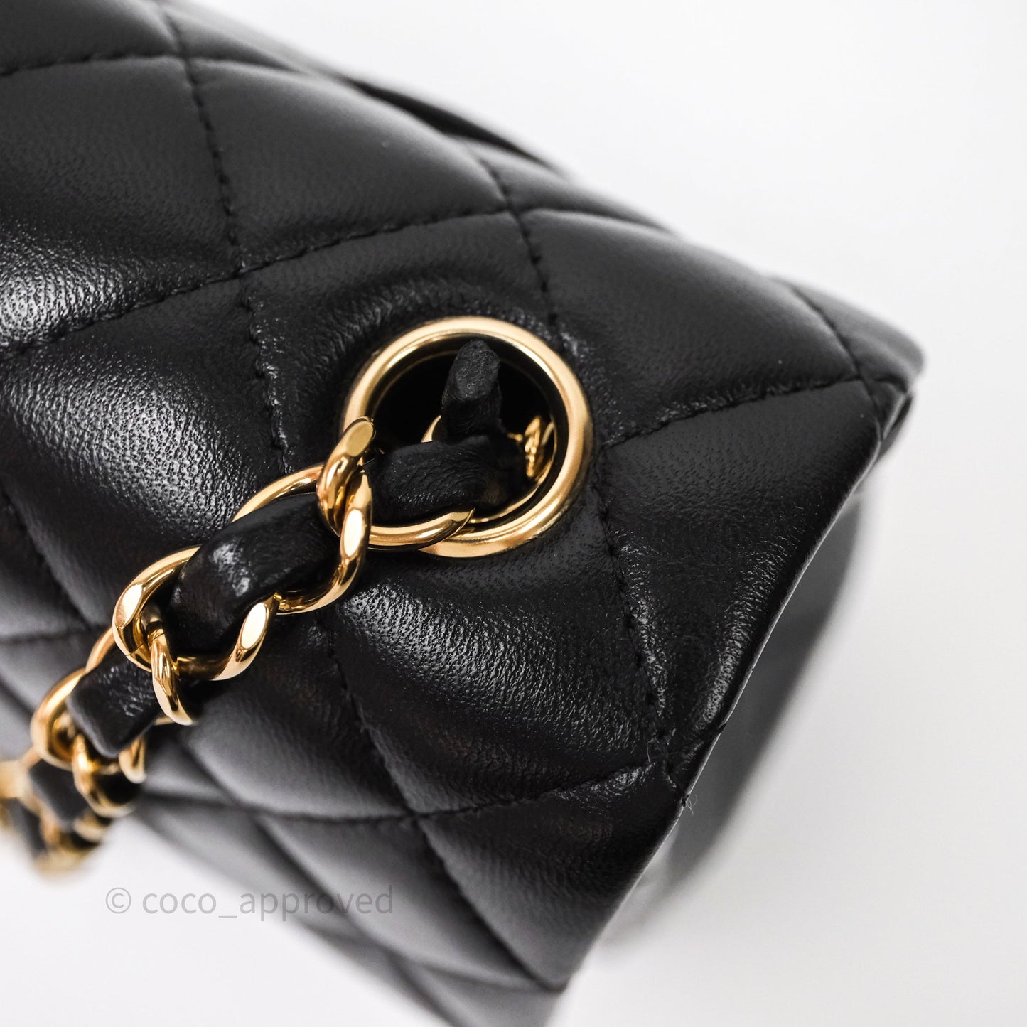Chanel Quilted Mini Rectangular Black Lambskin Gold Hardware