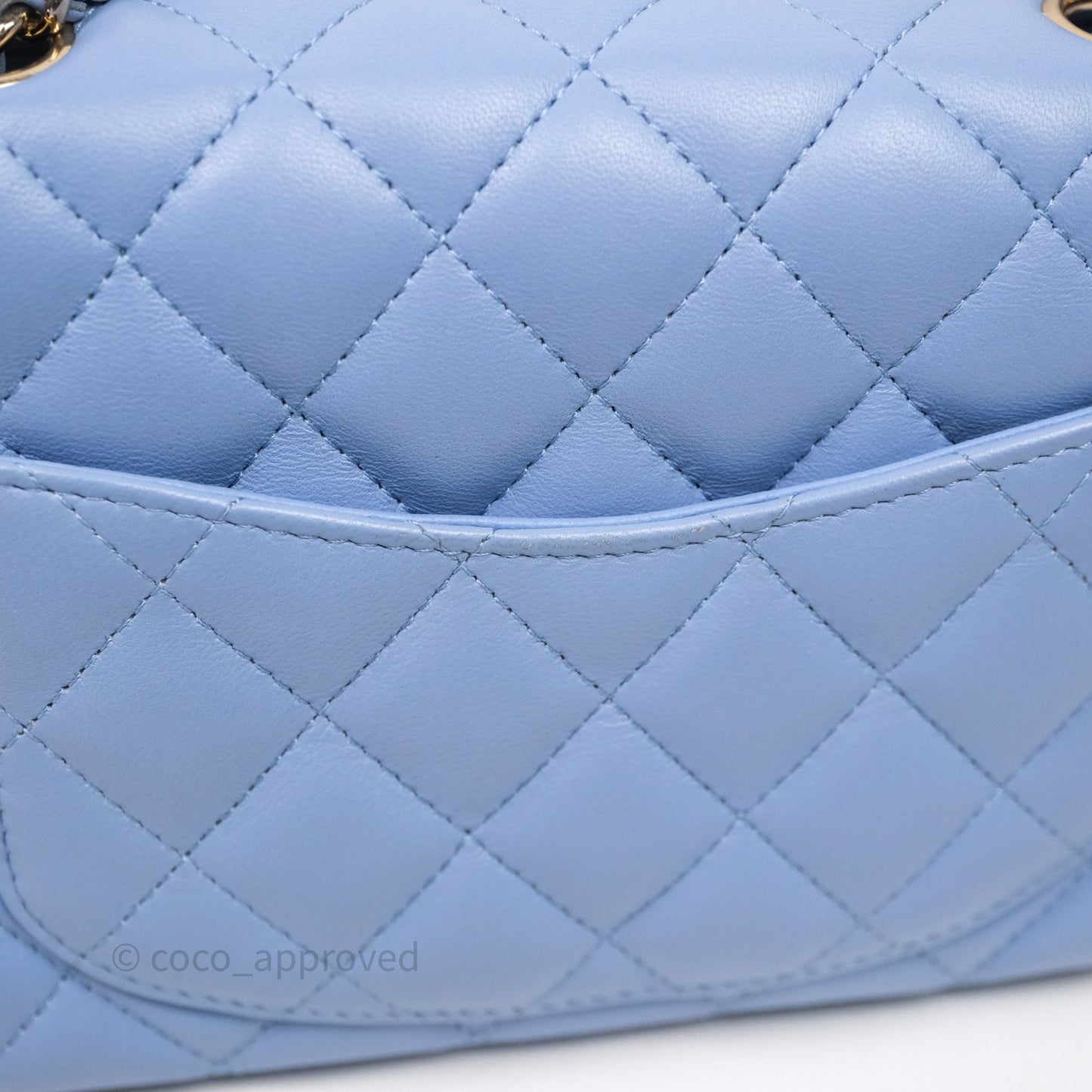 Chanel Mini Square Quilted Sky Blue Lambskin Gold Hardware