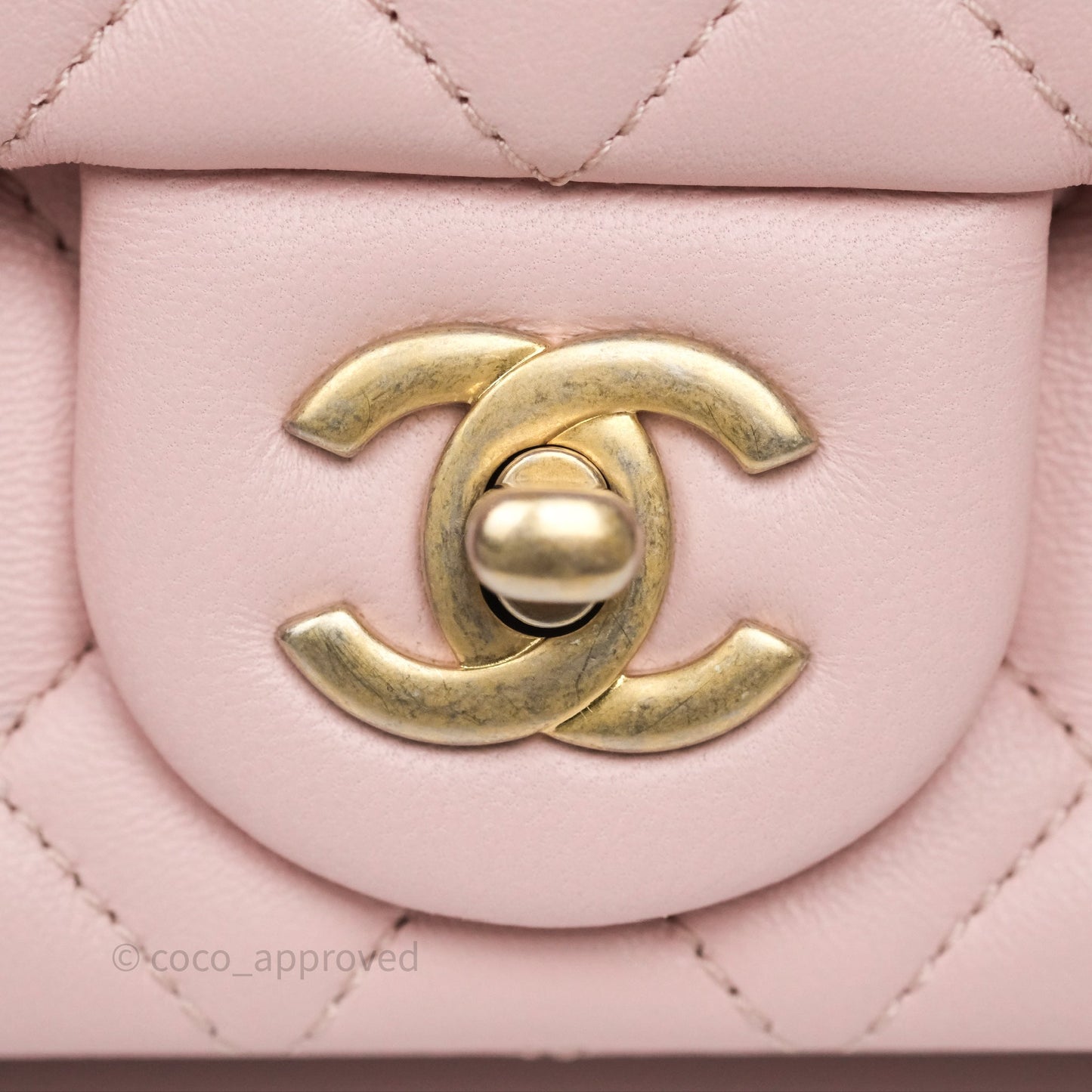 Chanel Quilted Mini Square Flap with Camellia Adjustable Chain Pink Clair Lambskin