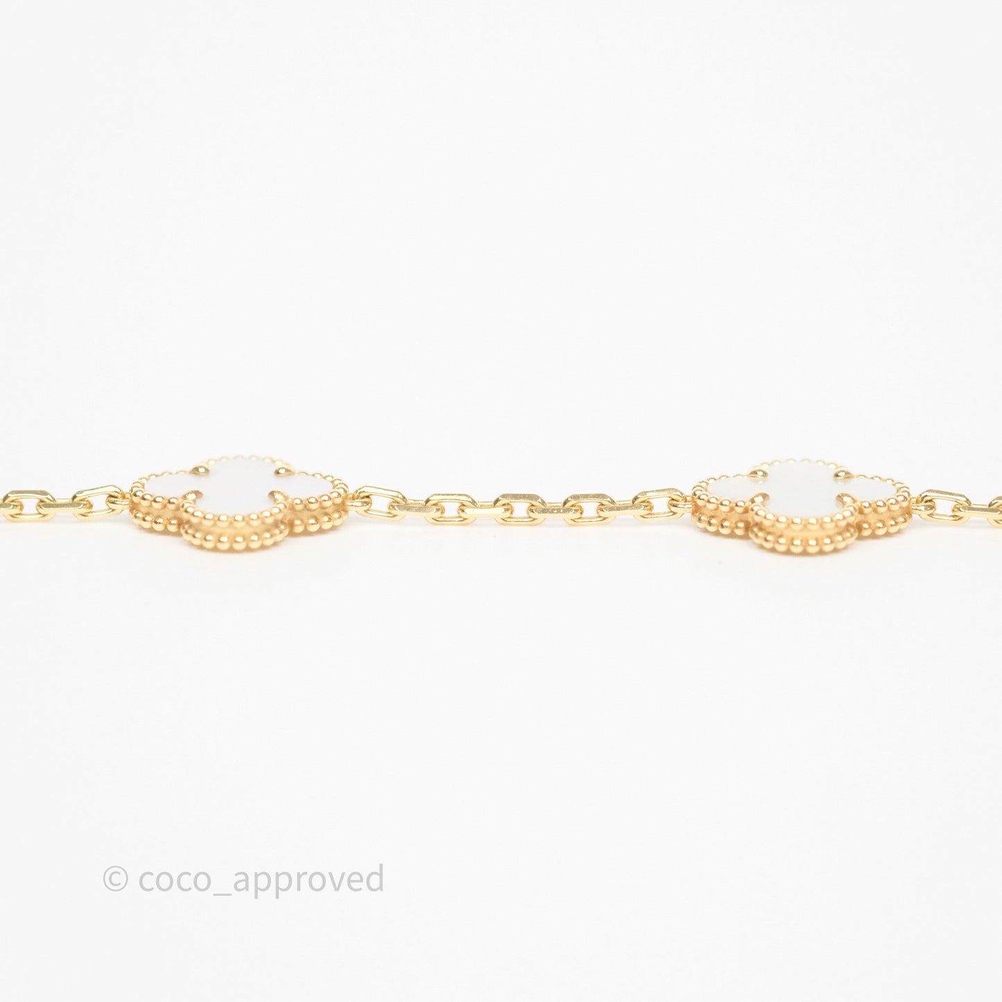 Van Cleef & Arpels Vintage Alhambra 5 Motifs Bracelet White Mother-of-pearl Yellow Gold