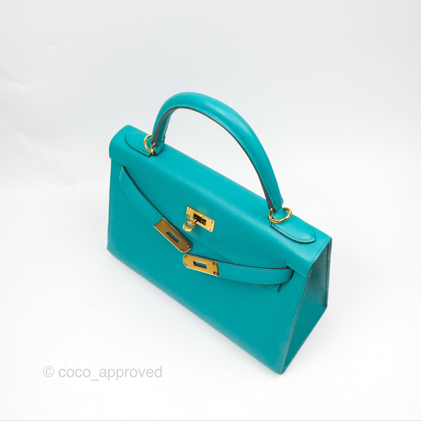 Hermès Sellier Kelly 28 Bleu Paon Epsom Gold Hardware