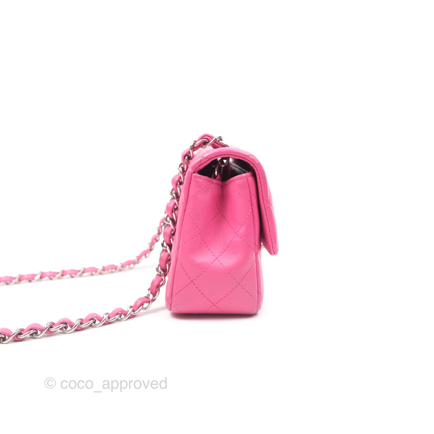 Chanel Quilted Mini Rectangular Flap Pink Lambskin Silver Hardware