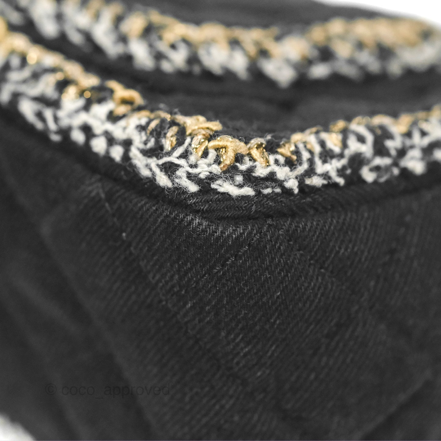 Chanel Mini Rectangular Flap Bag Black Denim Braided Gold Hardware 18A