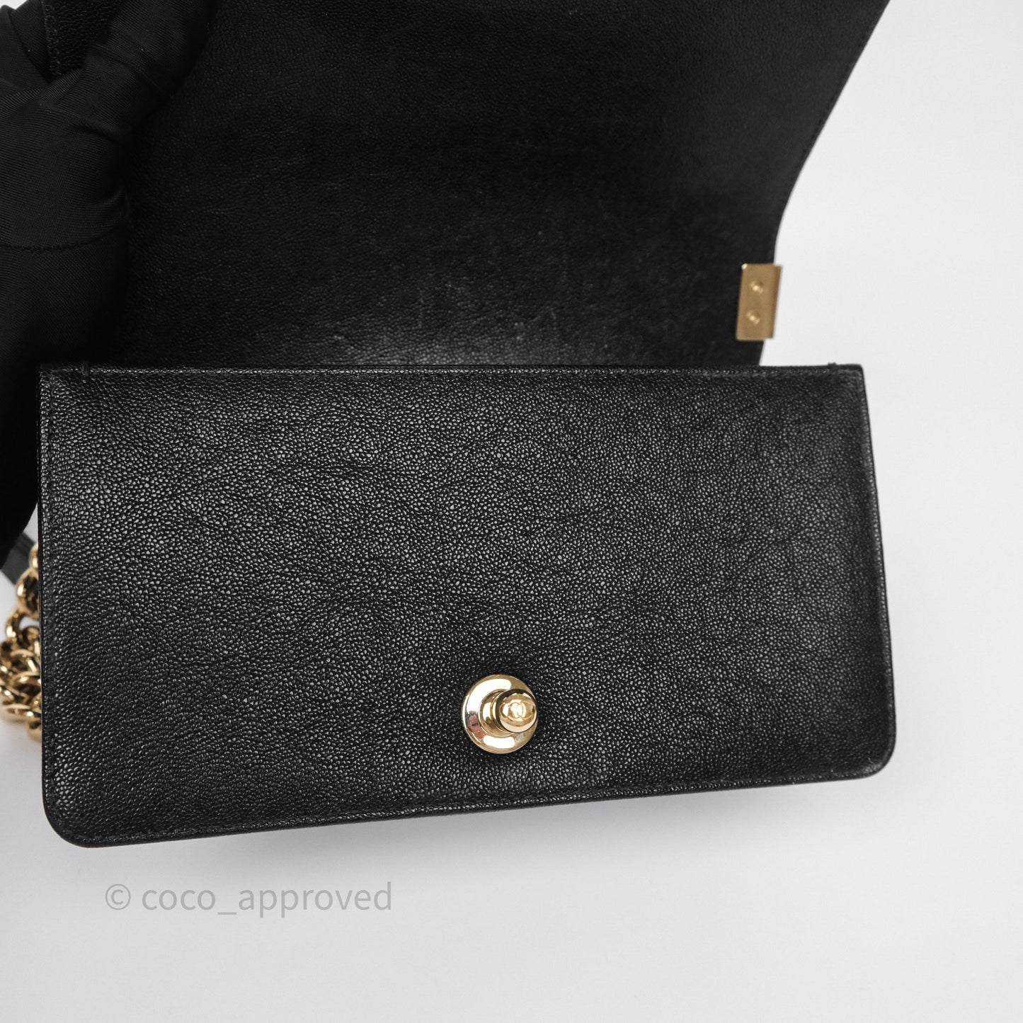 Chanel Small Boy Chevron Black Caviar Gold Hardware