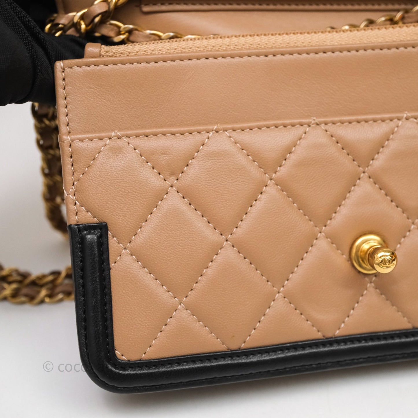 Chanel Quilted Medium Elegant CC Flap Beige Lambskin Gold Hardware