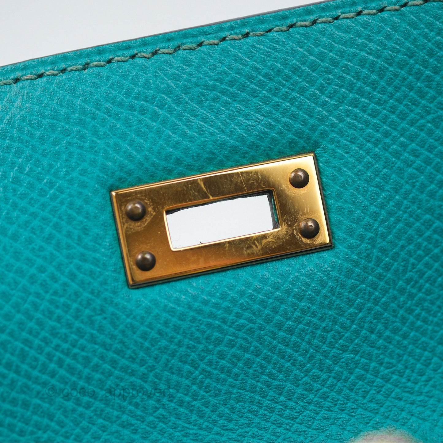 Hermès Sellier Kelly 25 Bleu Paon 7F Epsom Gold Hardware