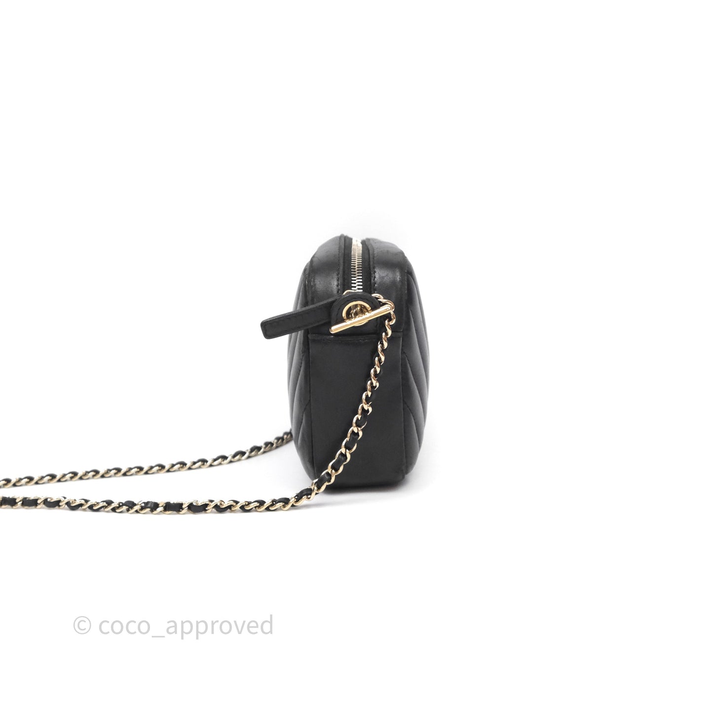 Chanel Chevron Camera Bag Black Lambskin Gold Hardware