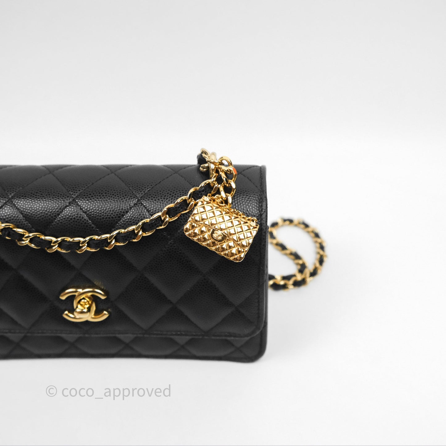 Chanel WOC Bag Charm Black Caviar Gold Hardware
