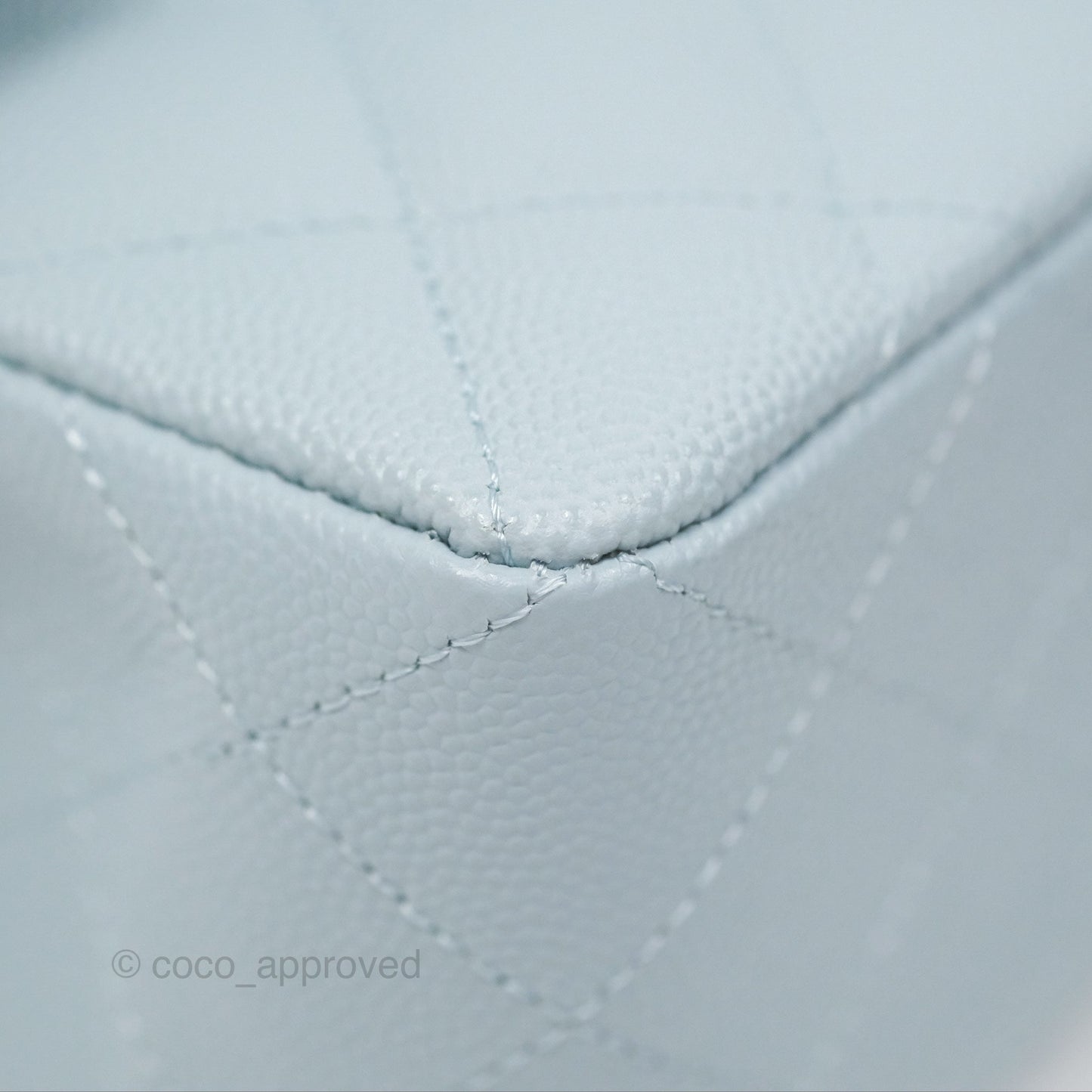 Chanel Small Classic Quilted Flap Light Blue Caviar Gold Hardware