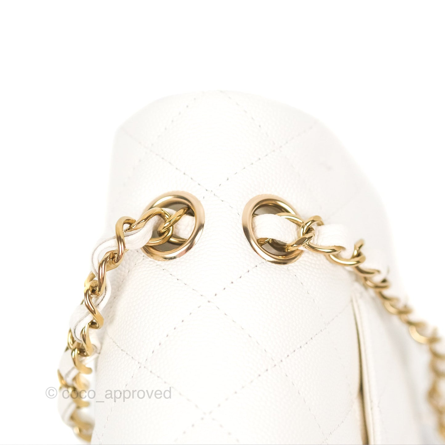 Chanel Classic M/L Medium Flap Quilted White Caviar Gold Hardware