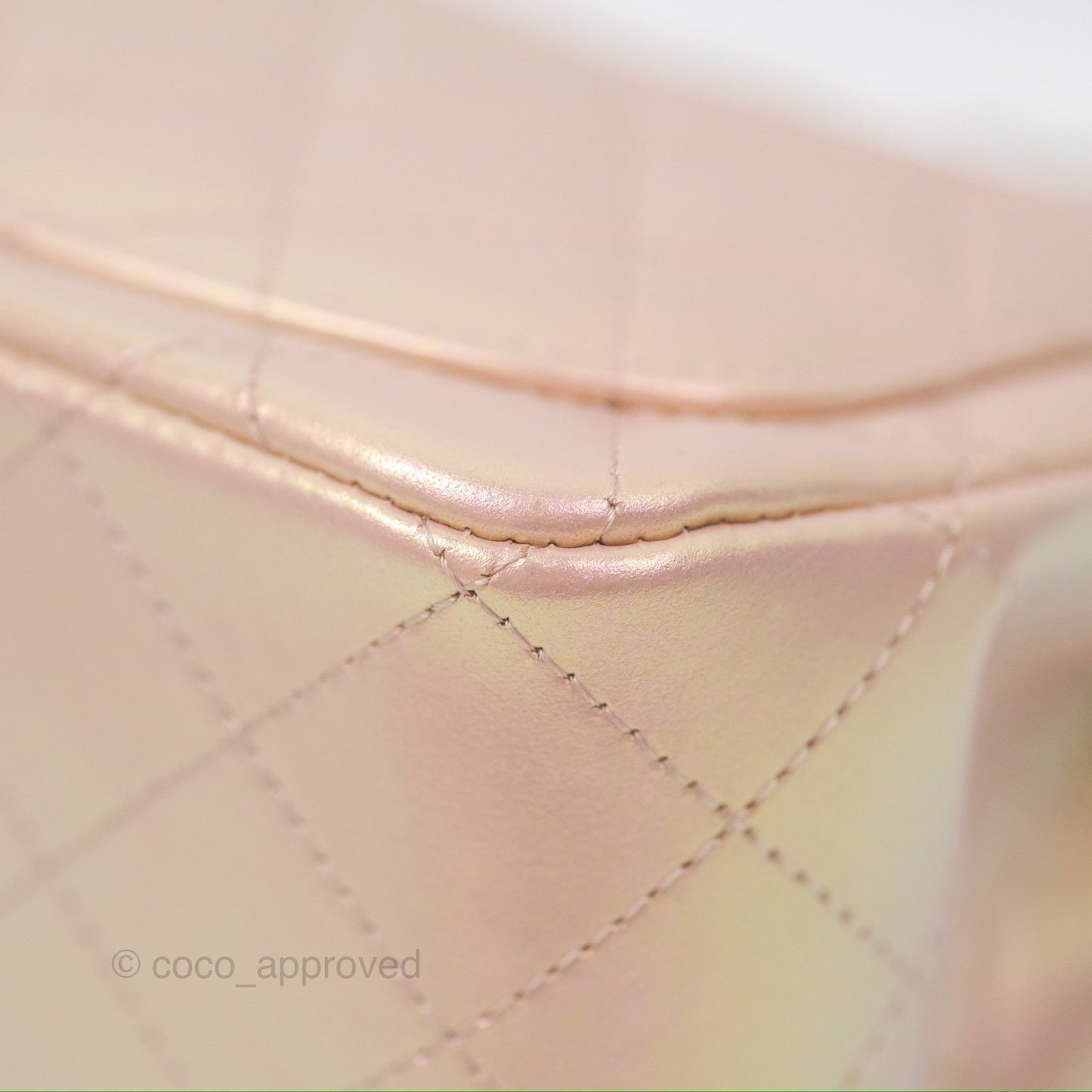 Chanel Mini Square Quilted Iridescent Pink Silver Hardware