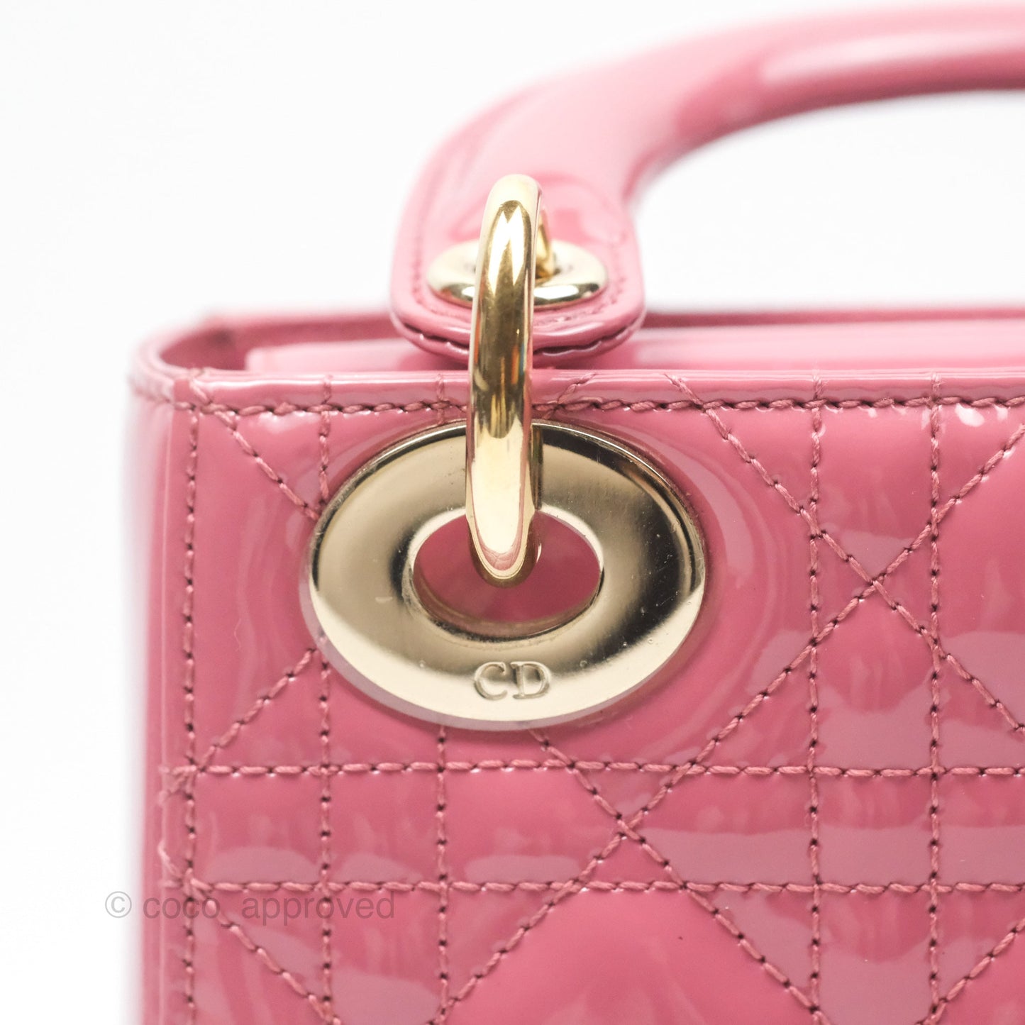 Christian Dior Mini Lady Dior Dusty Pink Patent Gold Hardware