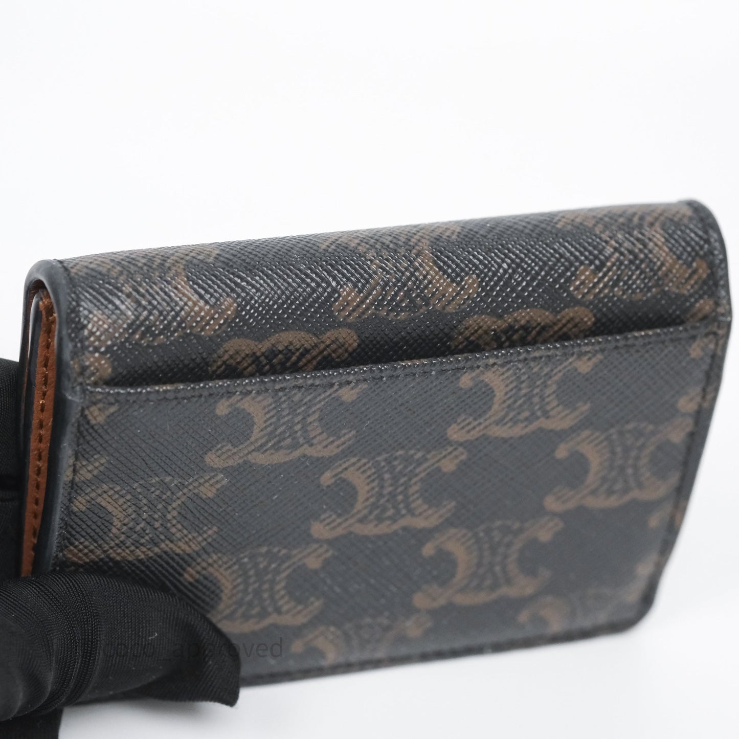 Celine Card Holder with Flap Triomphe Canvas Tan