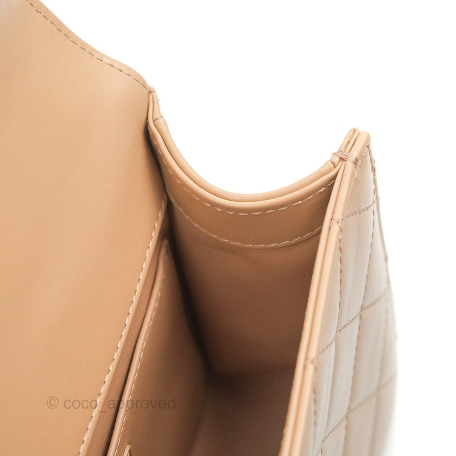 Chanel Quilted Perfect Fit Adjustable Beige Calfskin Gold Hardware 21A