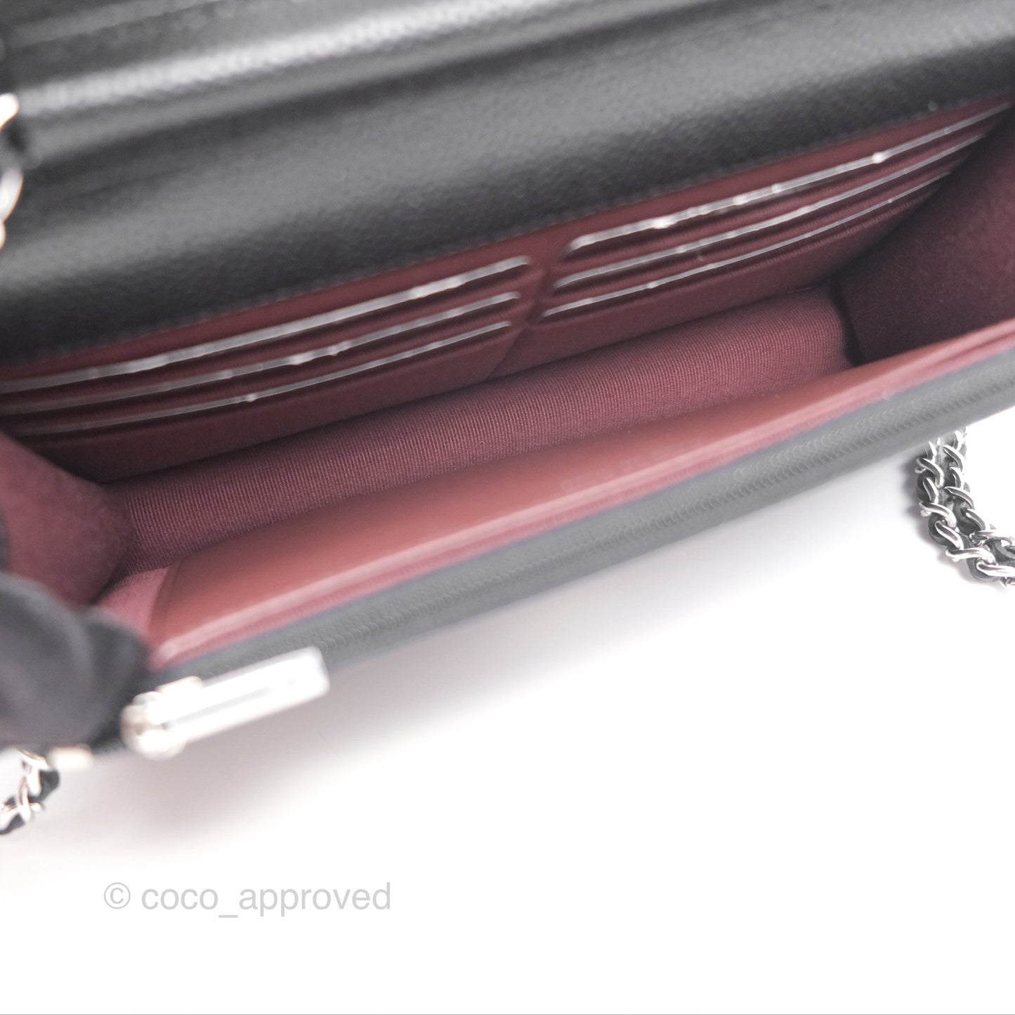 Chanel Classic Wallet On Chain WOC Quilted Black Caviar Silver Hardware