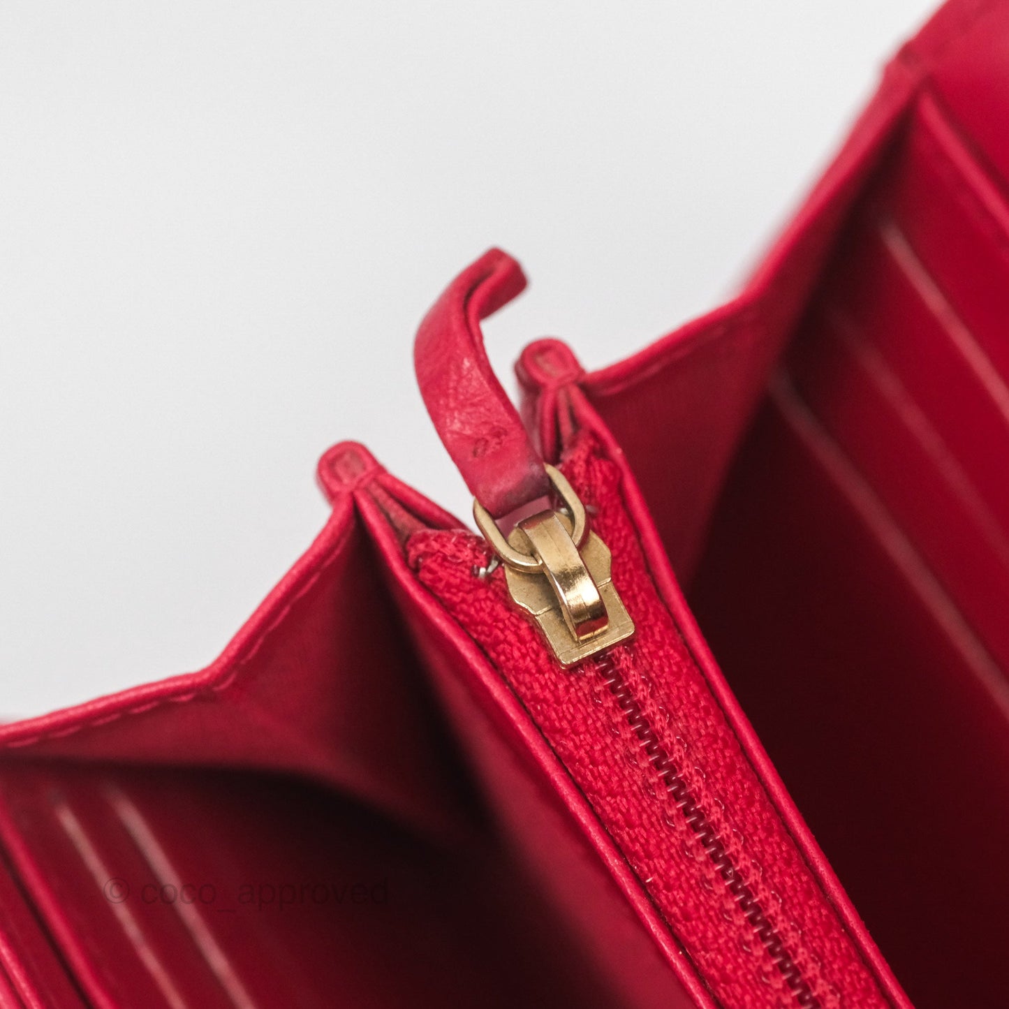 Chanel Quilted Boy Flap Long Wallet Red Lambskin Gold Hardware