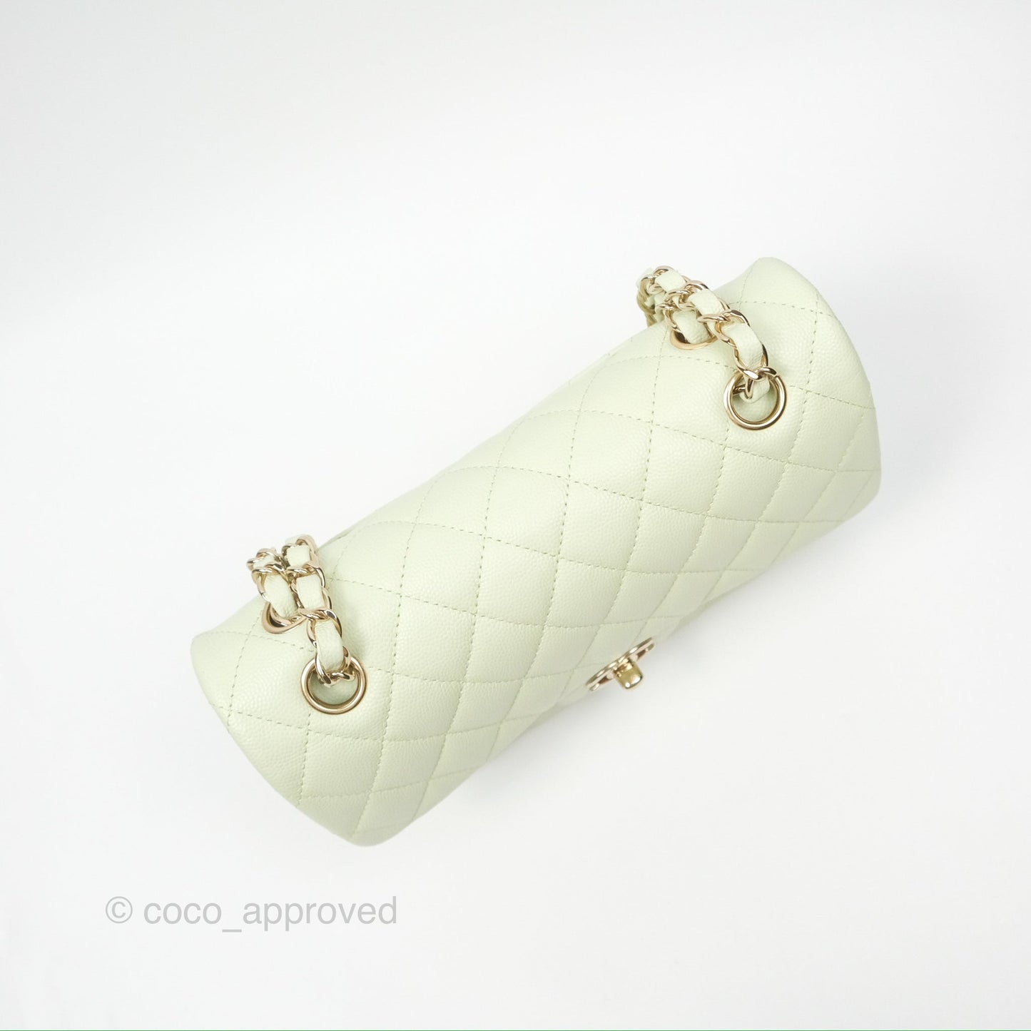 Chanel Small Classic Quilted Flap Mint Green Caviar Gold Hardware 22C
