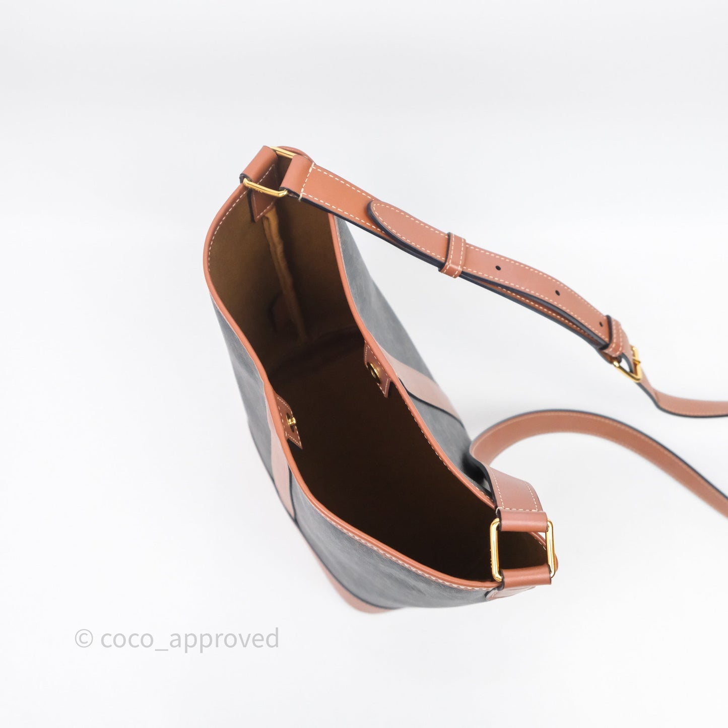 Celine Small Bucket Triomphe Canvas Tan Calfskin
