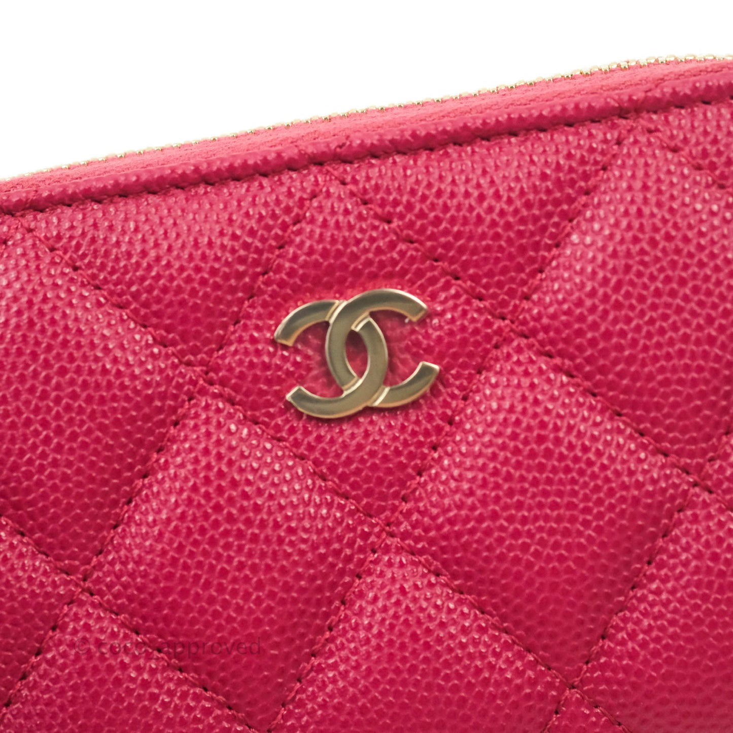 Chanel Classic Zipped Coin Purse Rosy Red Caviar Gold Hardware 21A