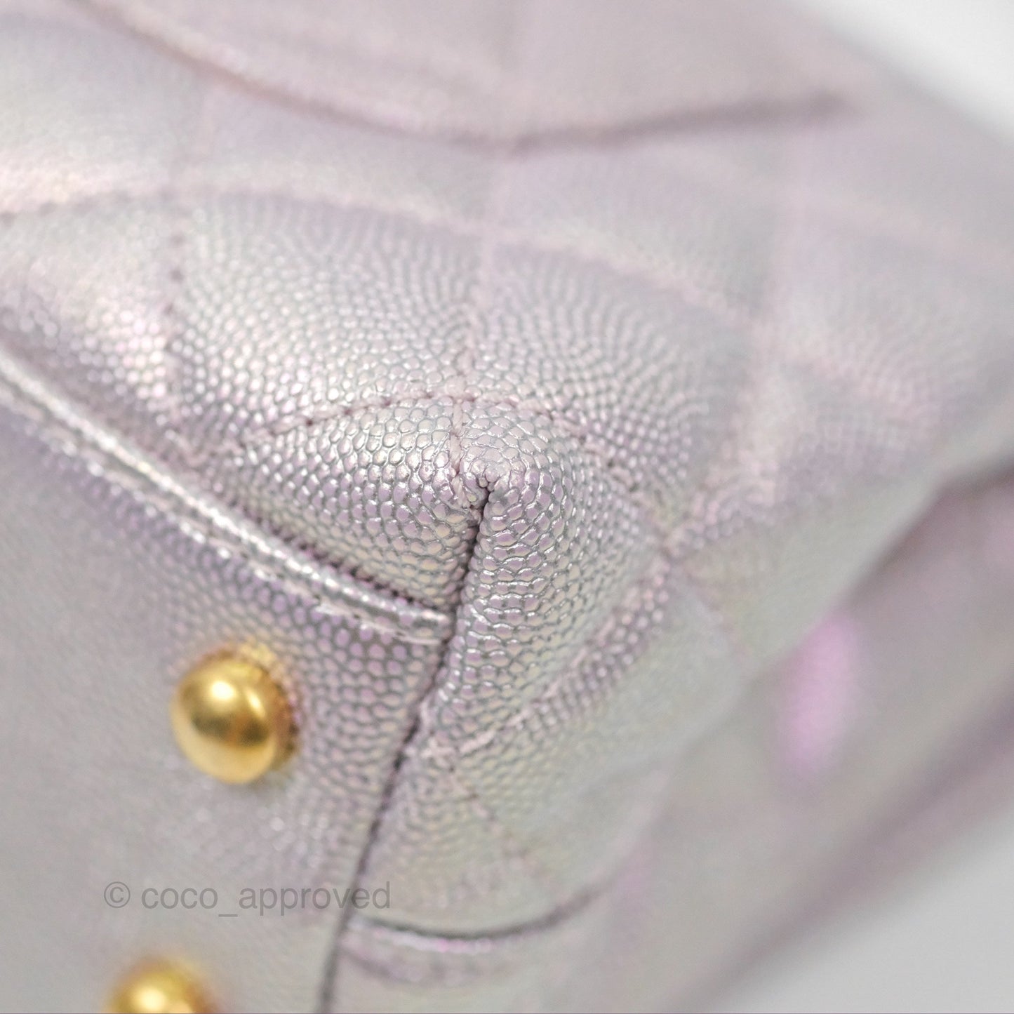 Chanel Mini Coco Handle Quilted Iridescent Purple Caviar Gold Hardware
